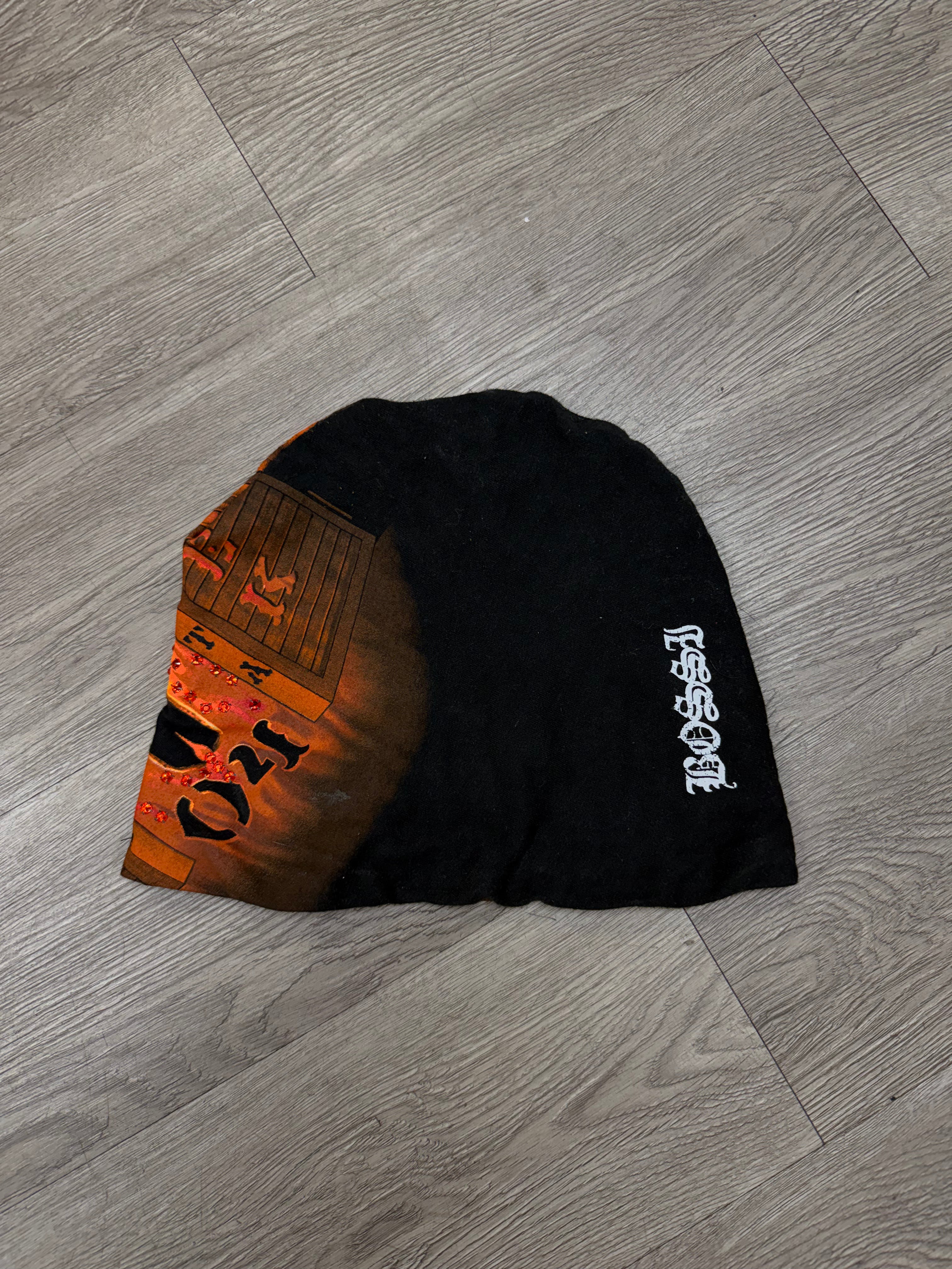 Bossi Black Flames Rhinestone Beanie