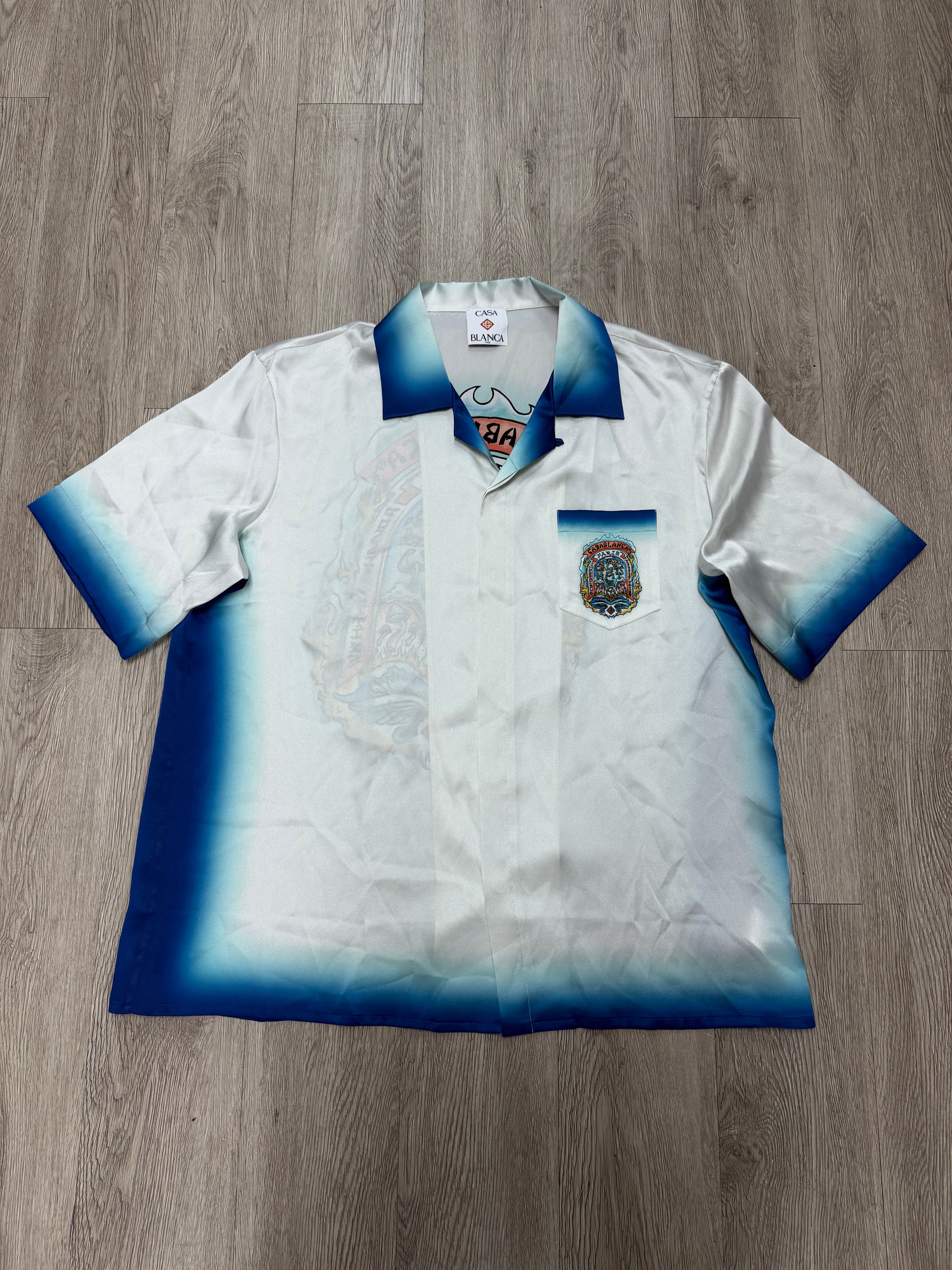 Casablanca Silk Skate Cuban Collar Button Up