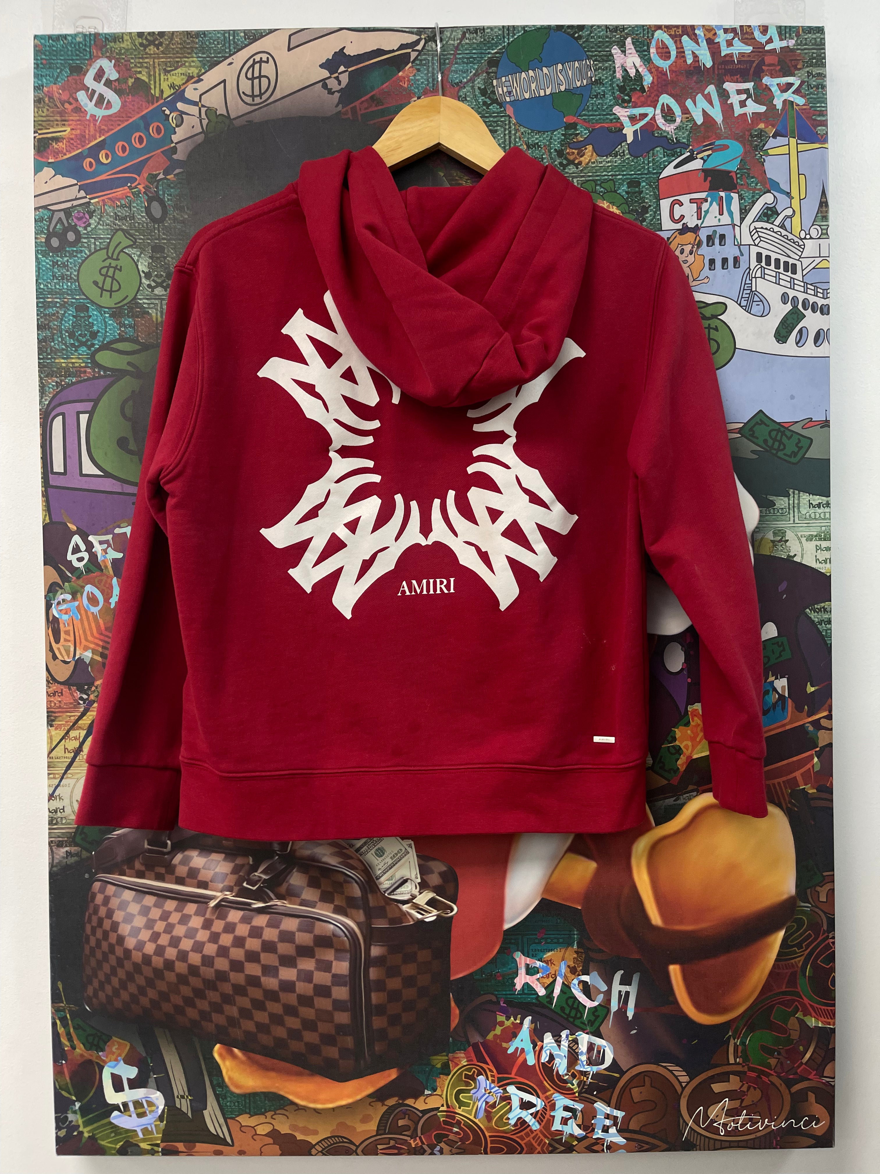 Amiri Red White MA Quad Hoodie