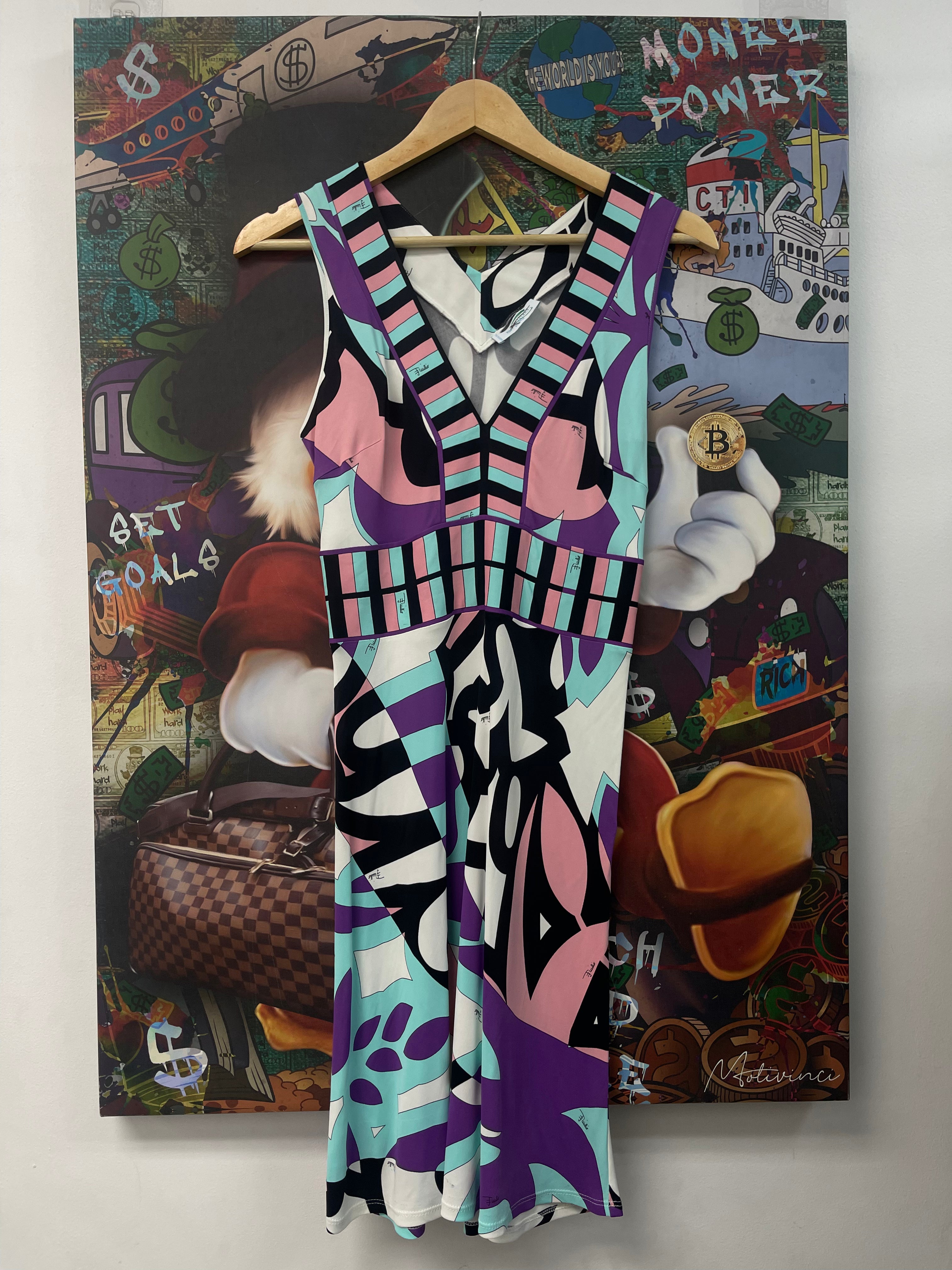 Emilio Pucci Multi Color Satin Dress