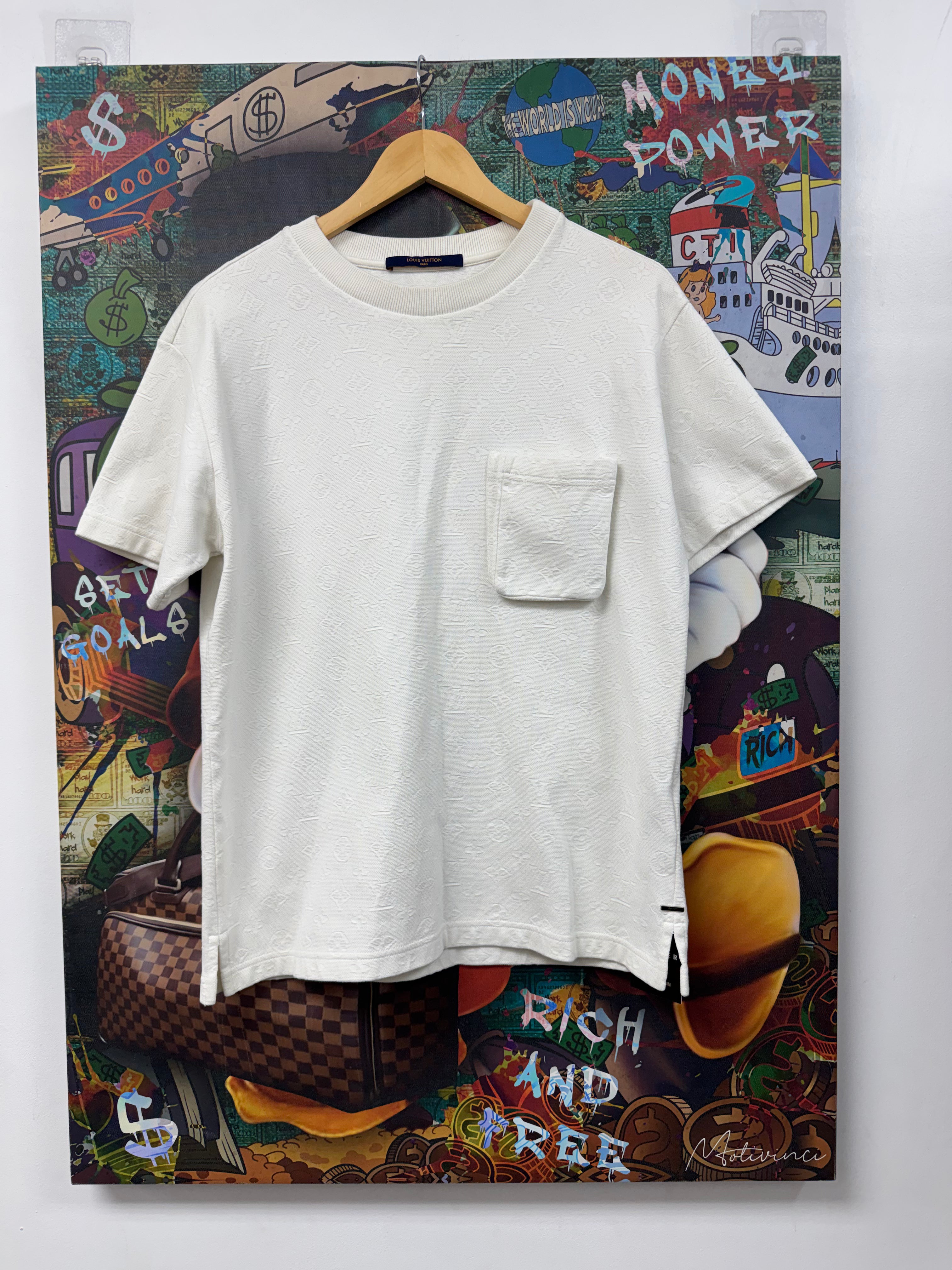 Louis Vuitton White 3D Monogram Pocket Tee