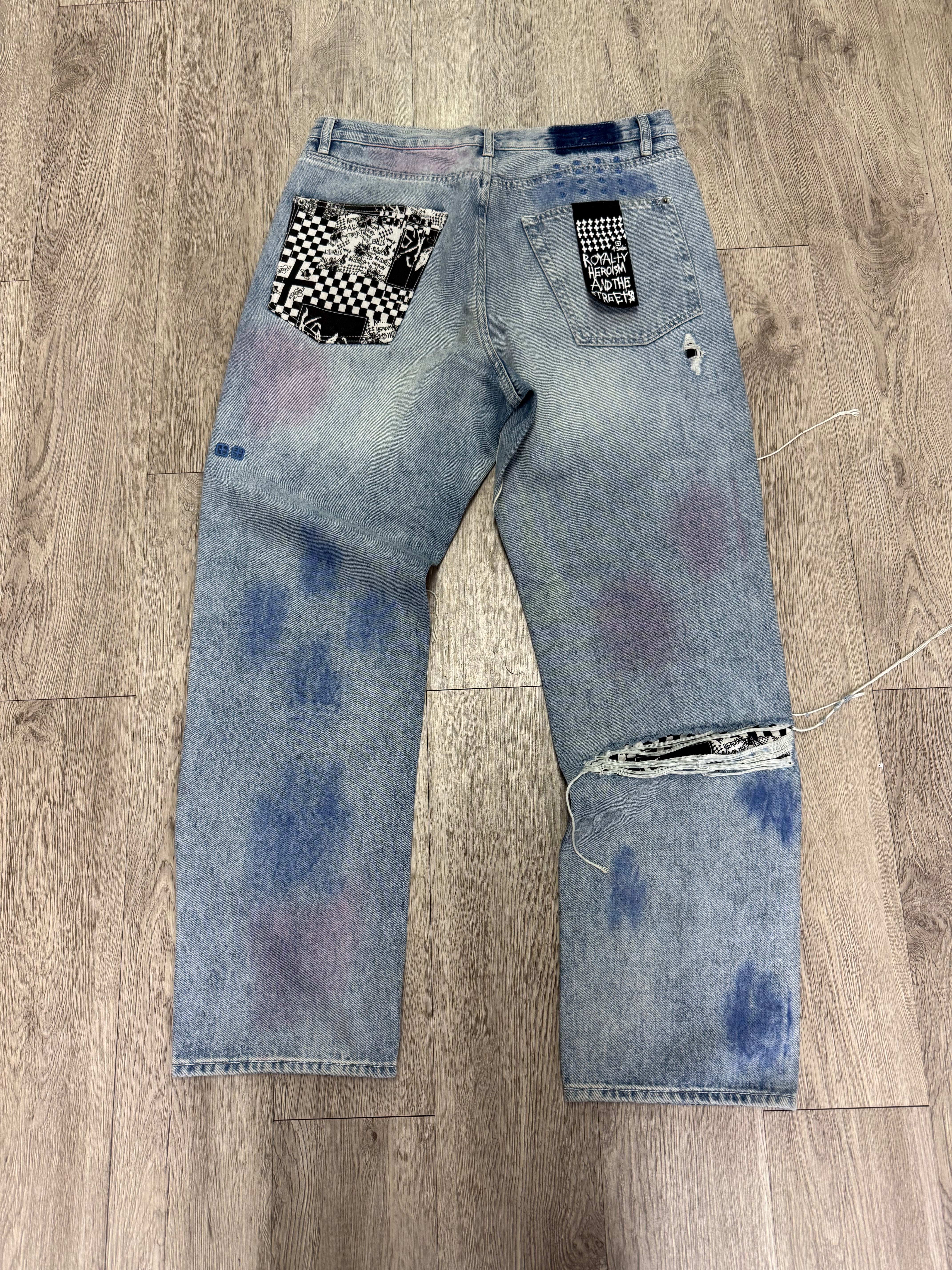 Ksubi Light Wash Patchwork Pink Blue Jeans