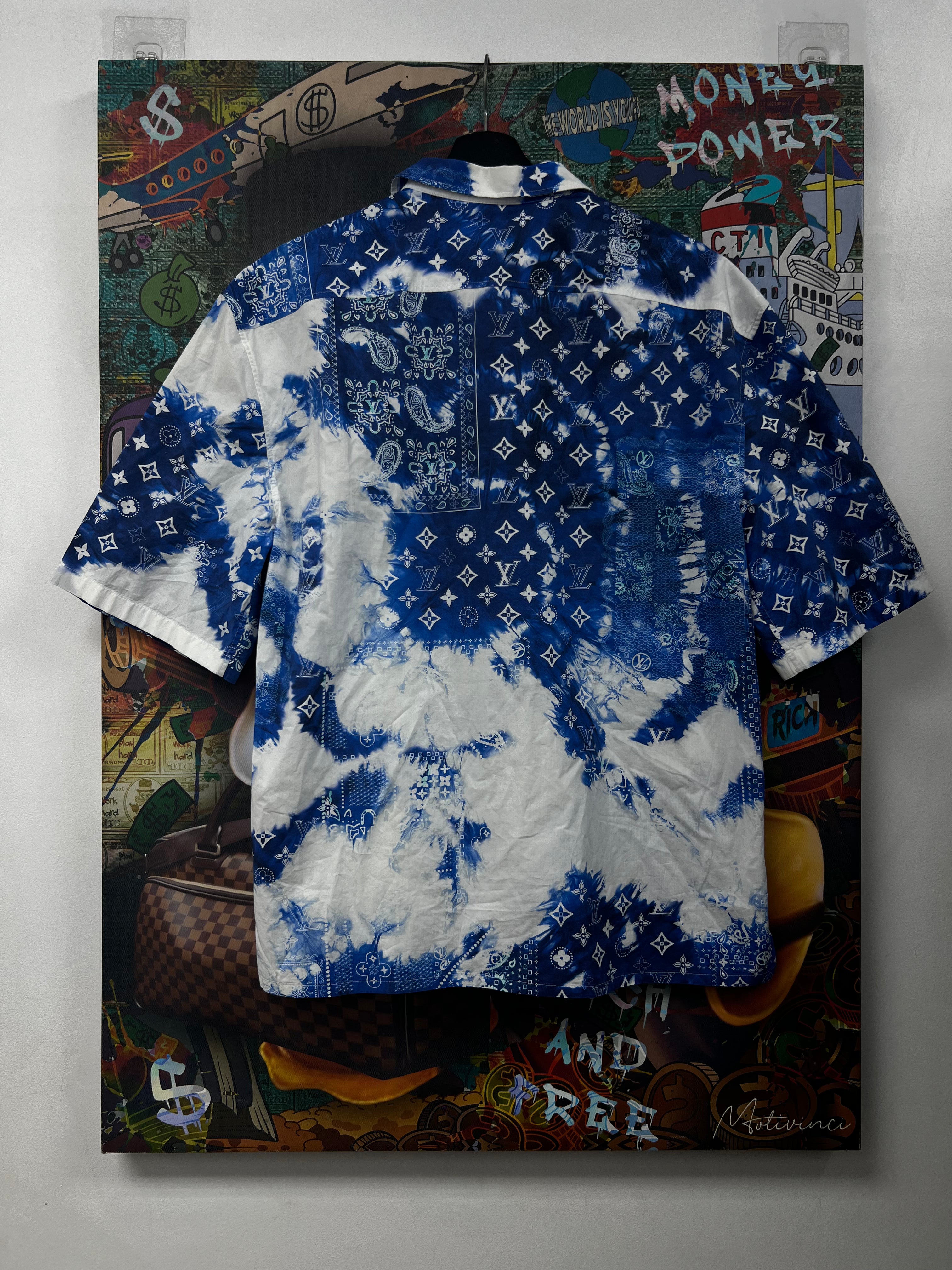 Louis Vuitton Blue White Bandana Button Up