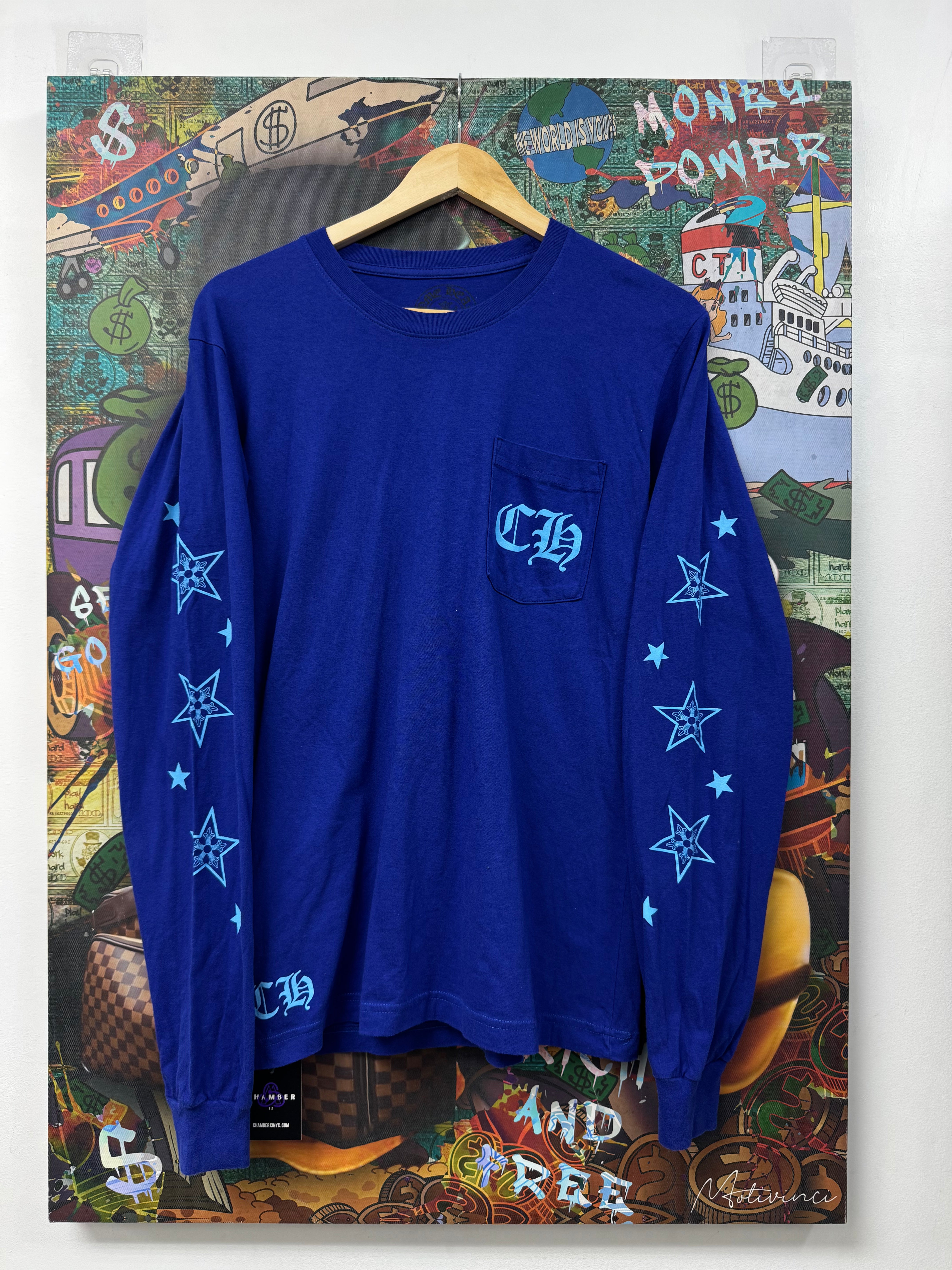 Chrome Hearts Navy Baby Blue Star Long Sleeve