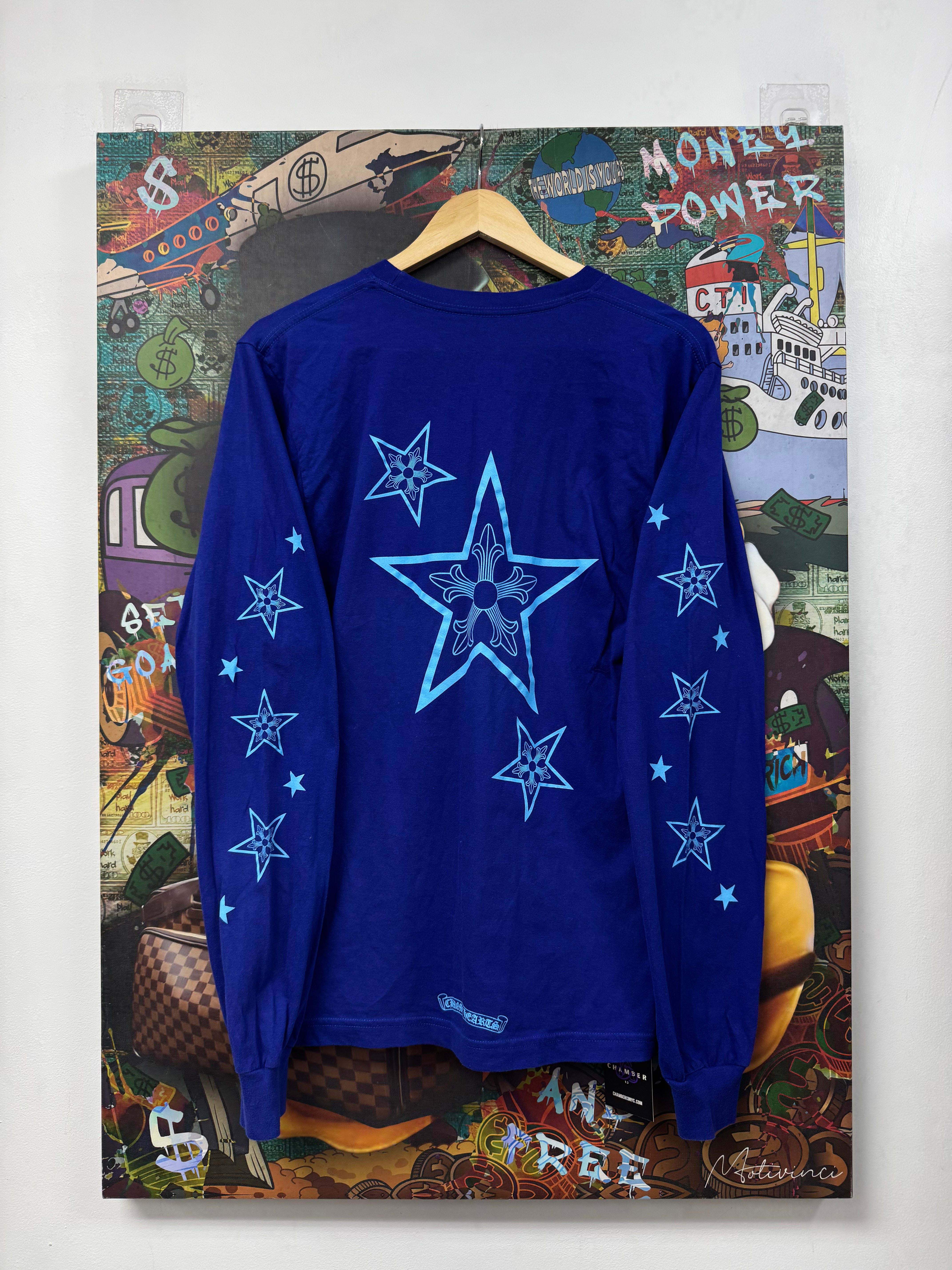 Chrome Hearts Navy Baby Blue Star Long Sleeve