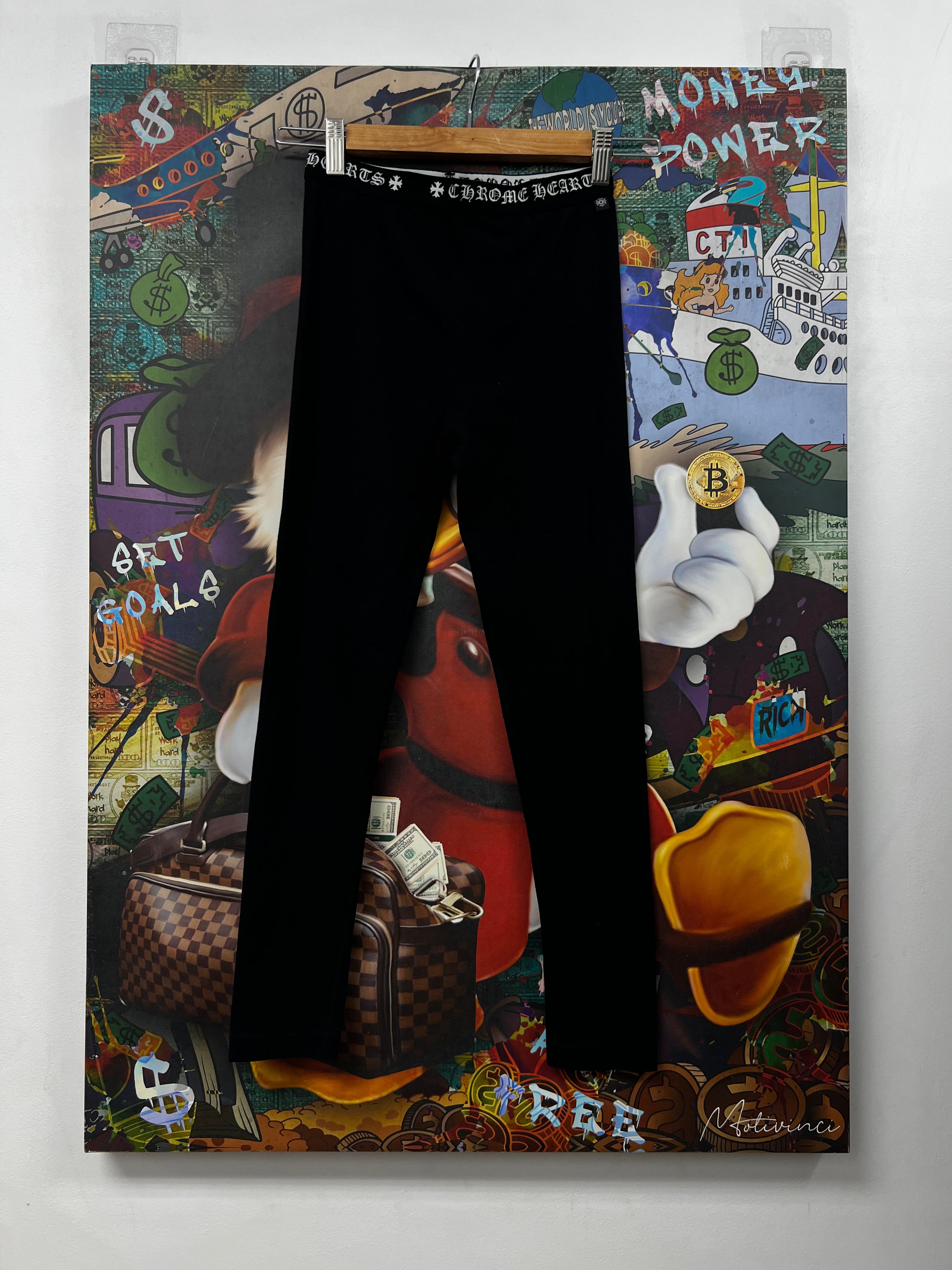 Chrome Hearts Black Horseshoe Leggings