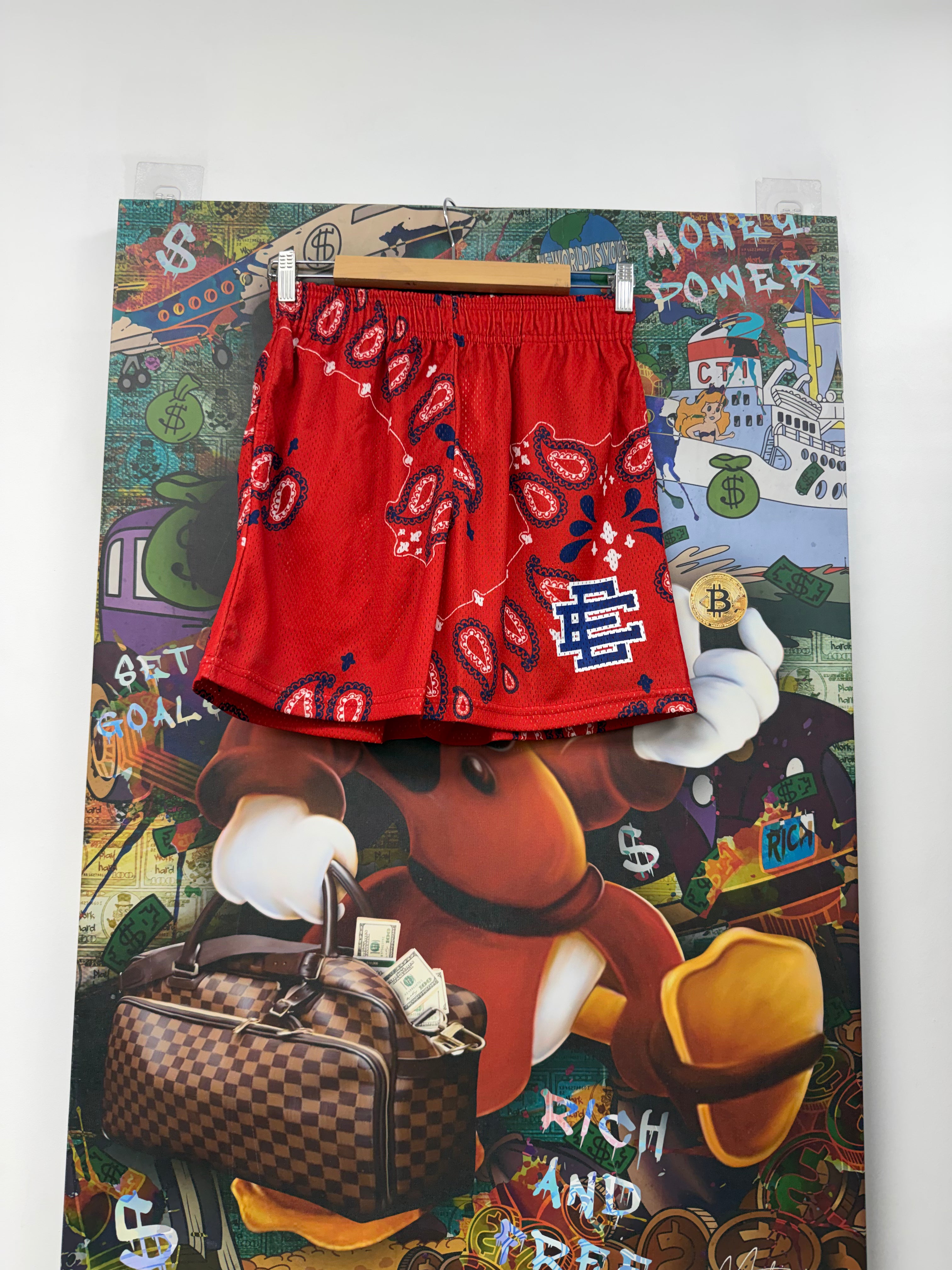 Eric Emanuel Navy Red Paisley Shorts