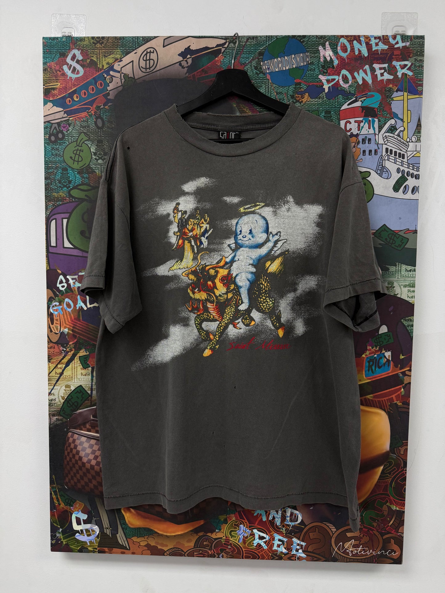 Saint Michael x Maxfield Tee Grey Distressed Used XL
