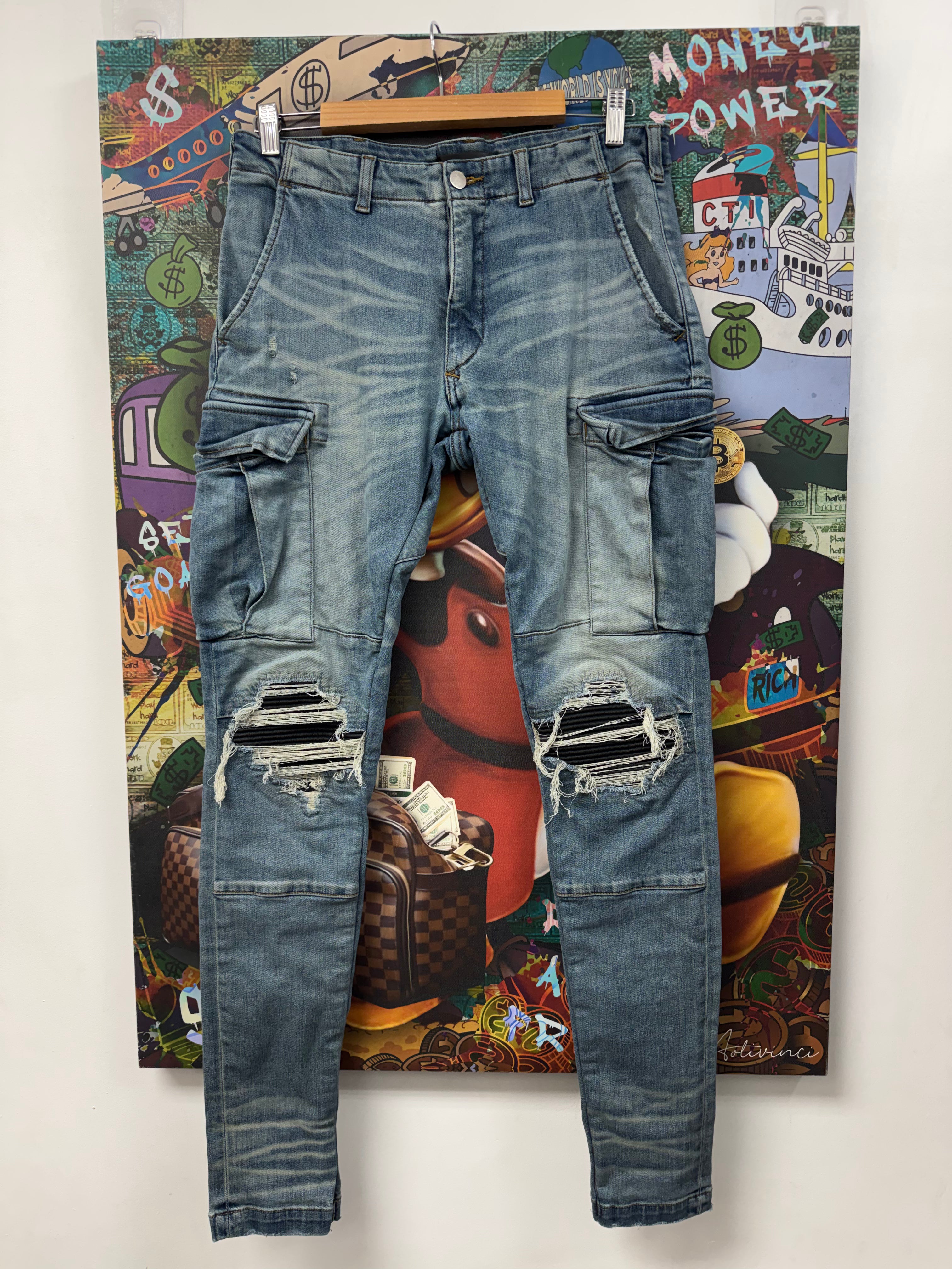 Amiri MX1 Light Wash Cargo Jeans