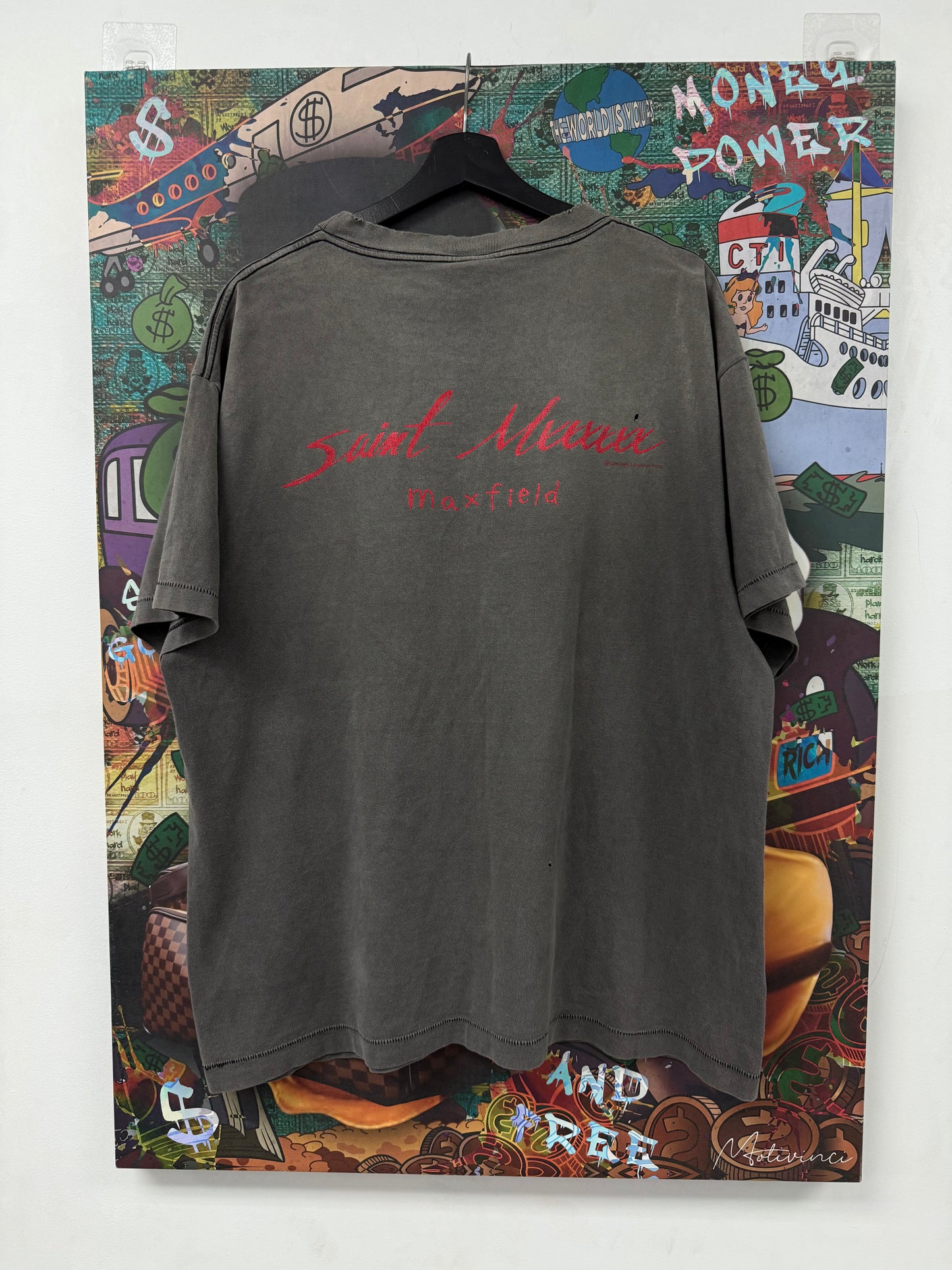 Saint Michael x Maxfield Tee Grey Distressed Used XL