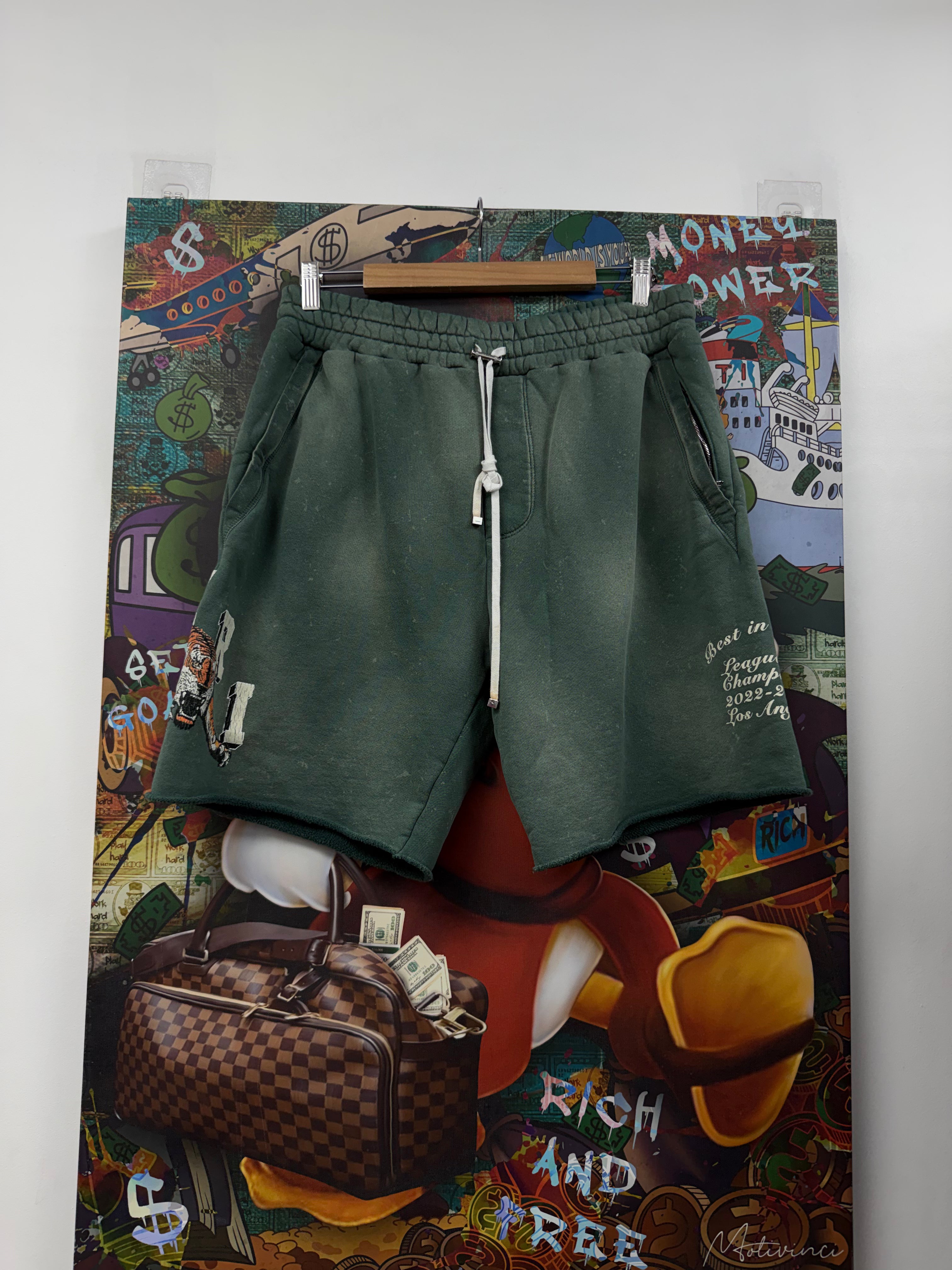 Amiri Vintage Green Tiger Varsity Shorts