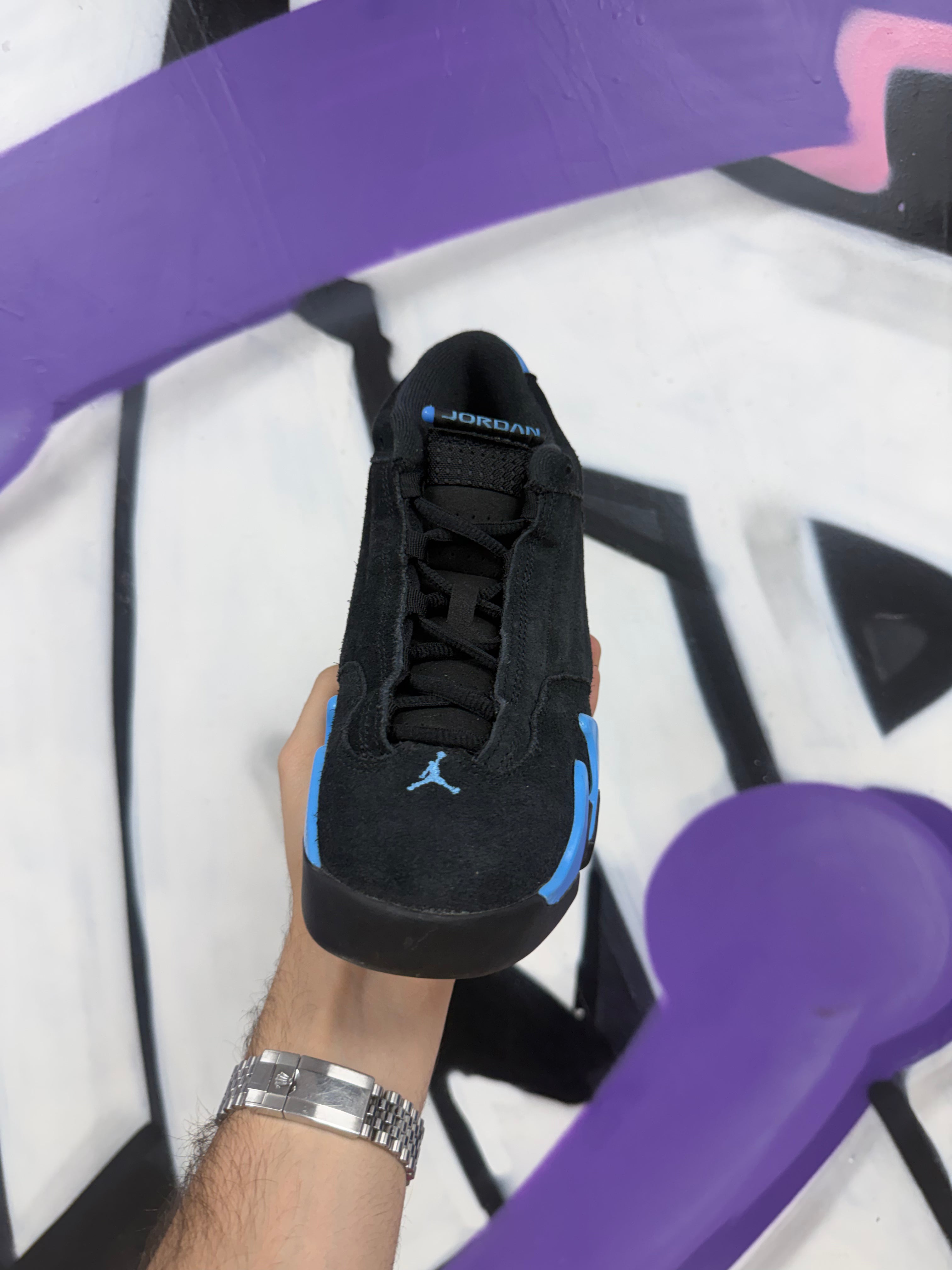 Jordan 14 Black University Blue Sneakers