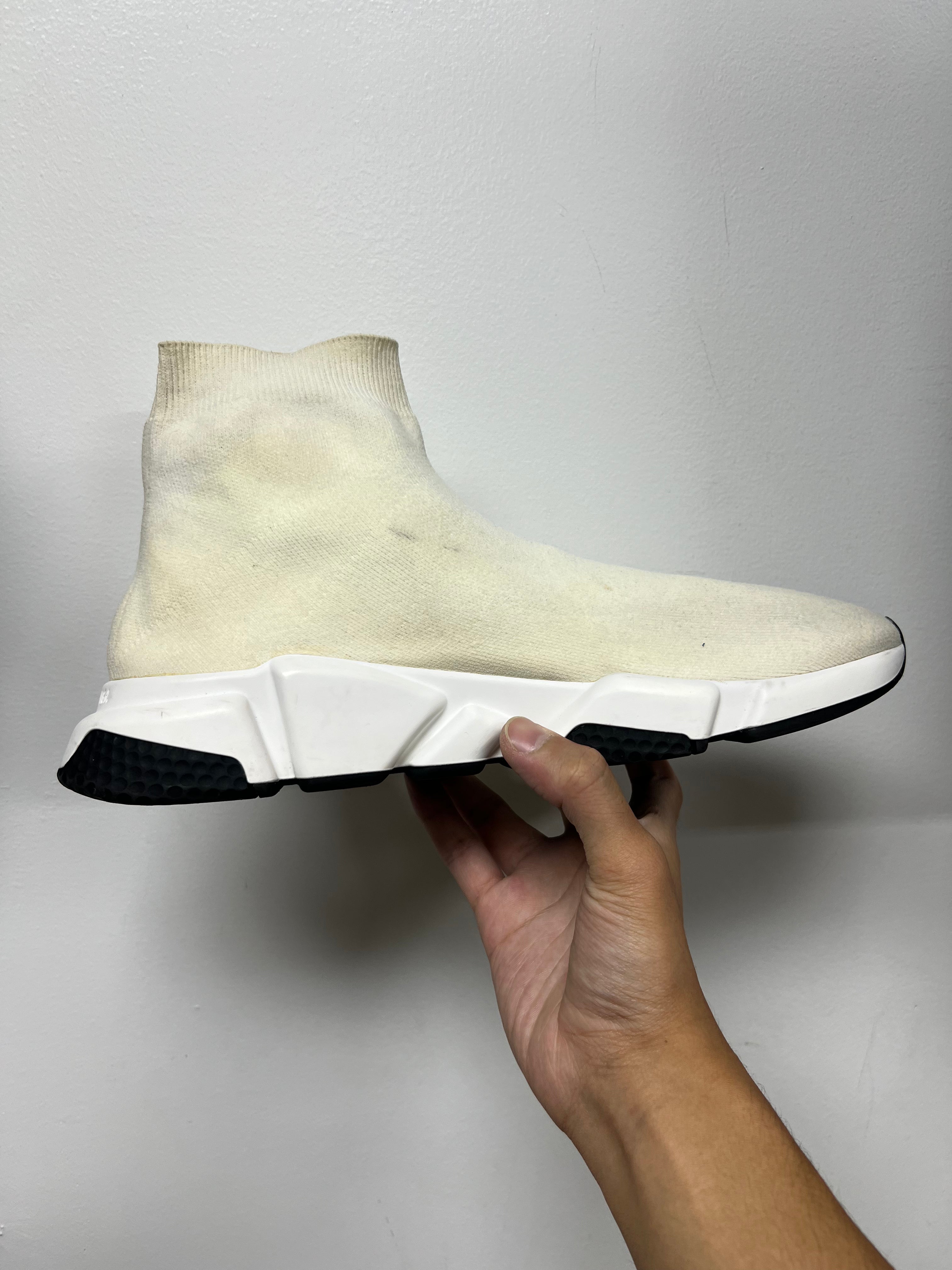 Balenciaga White Black Speed Trainer Sneakers