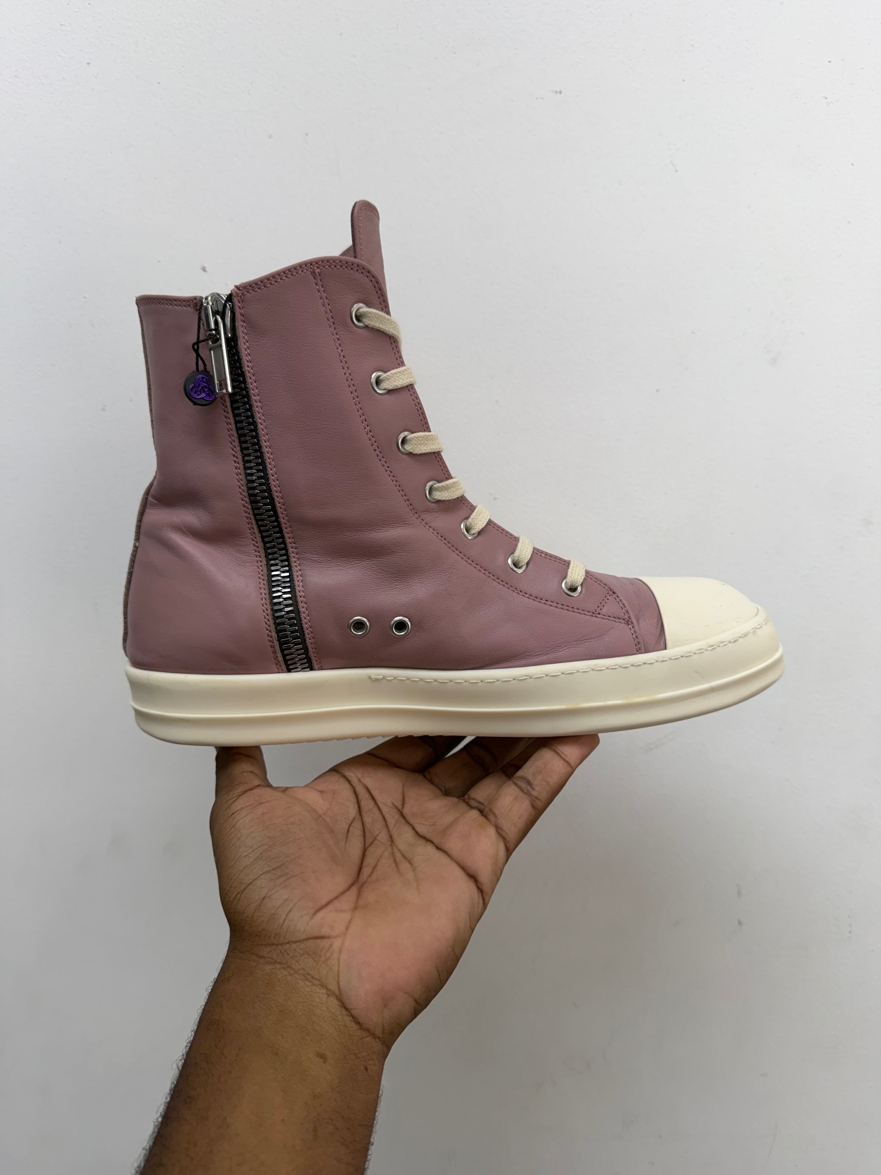 Rick Owens Dusty Pink Hi Sneakers