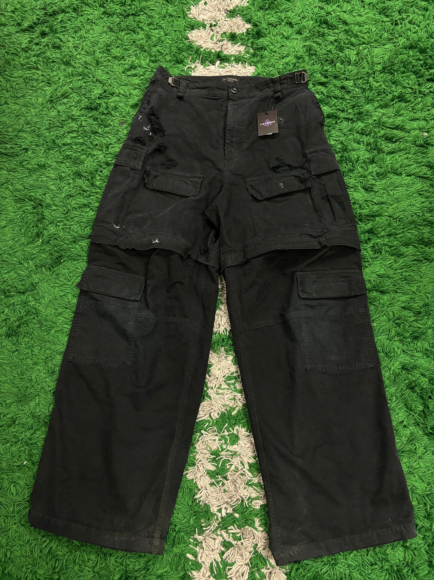 Balenciaga Distressed Cargos Black Used Medium