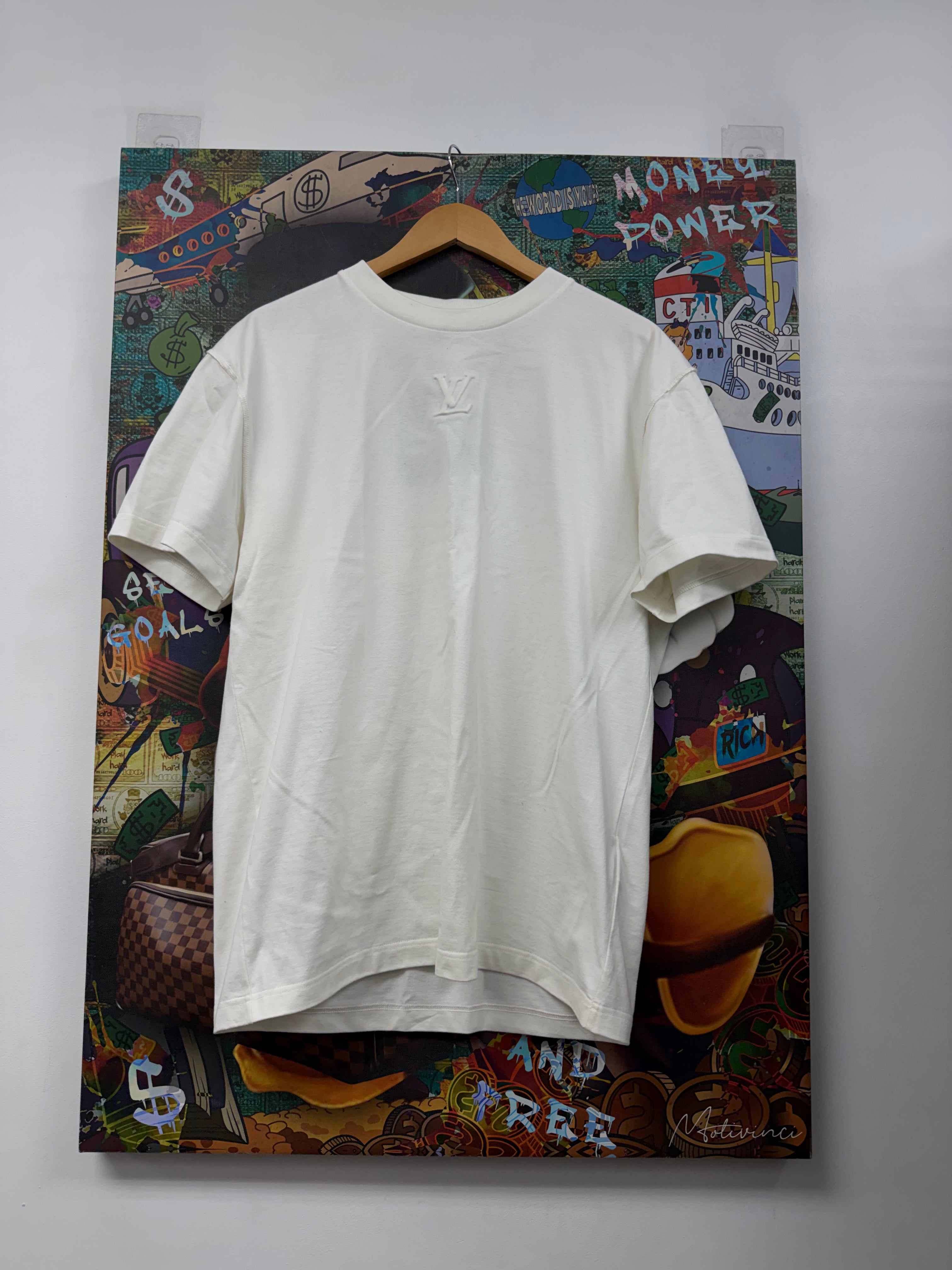 Louis Vuitton White Embossed Logo Tee