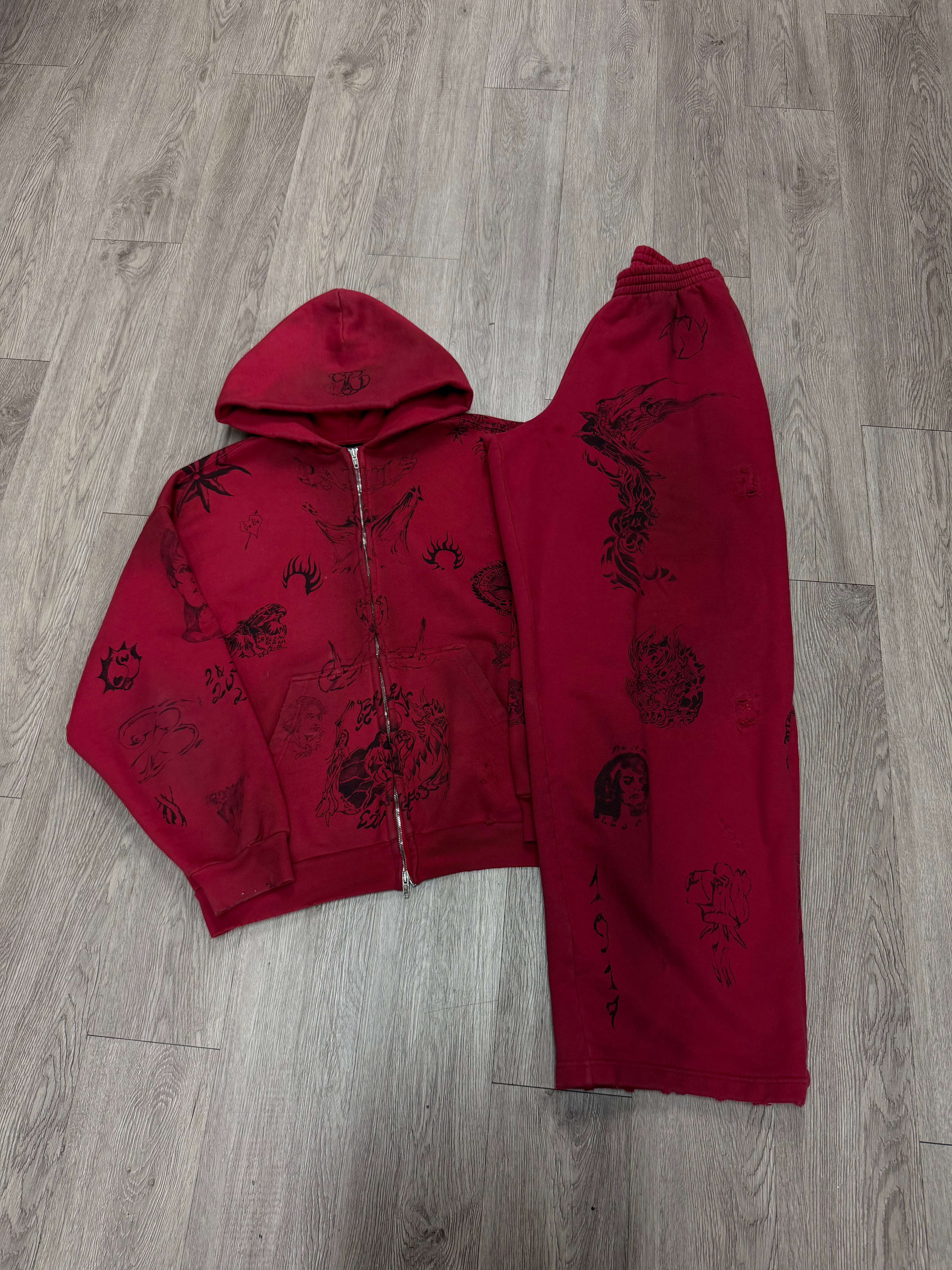 Balenciaga Red Tattoo Sweatsuit