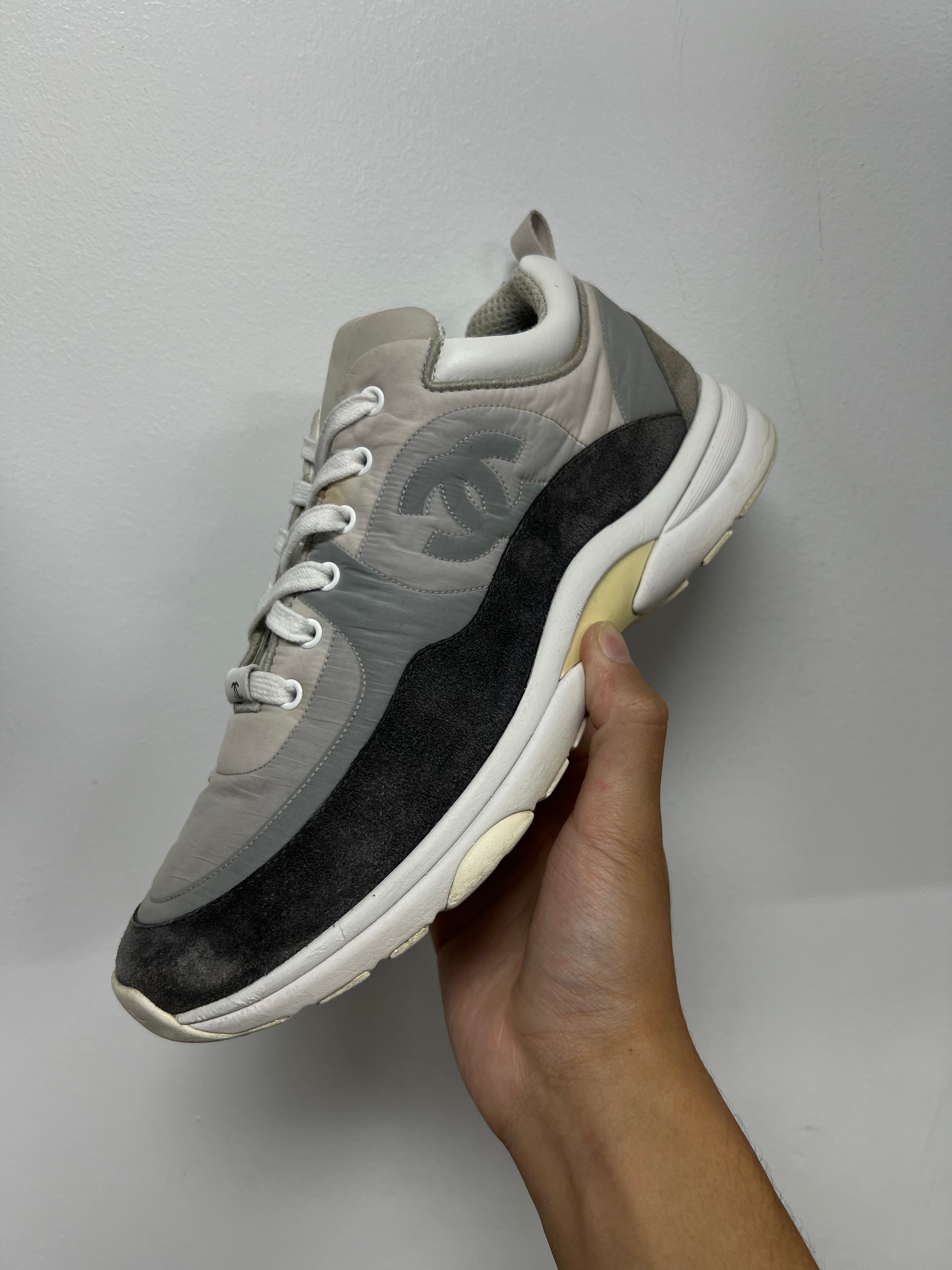 Chanel Grey CC Logo Runner Sneakers