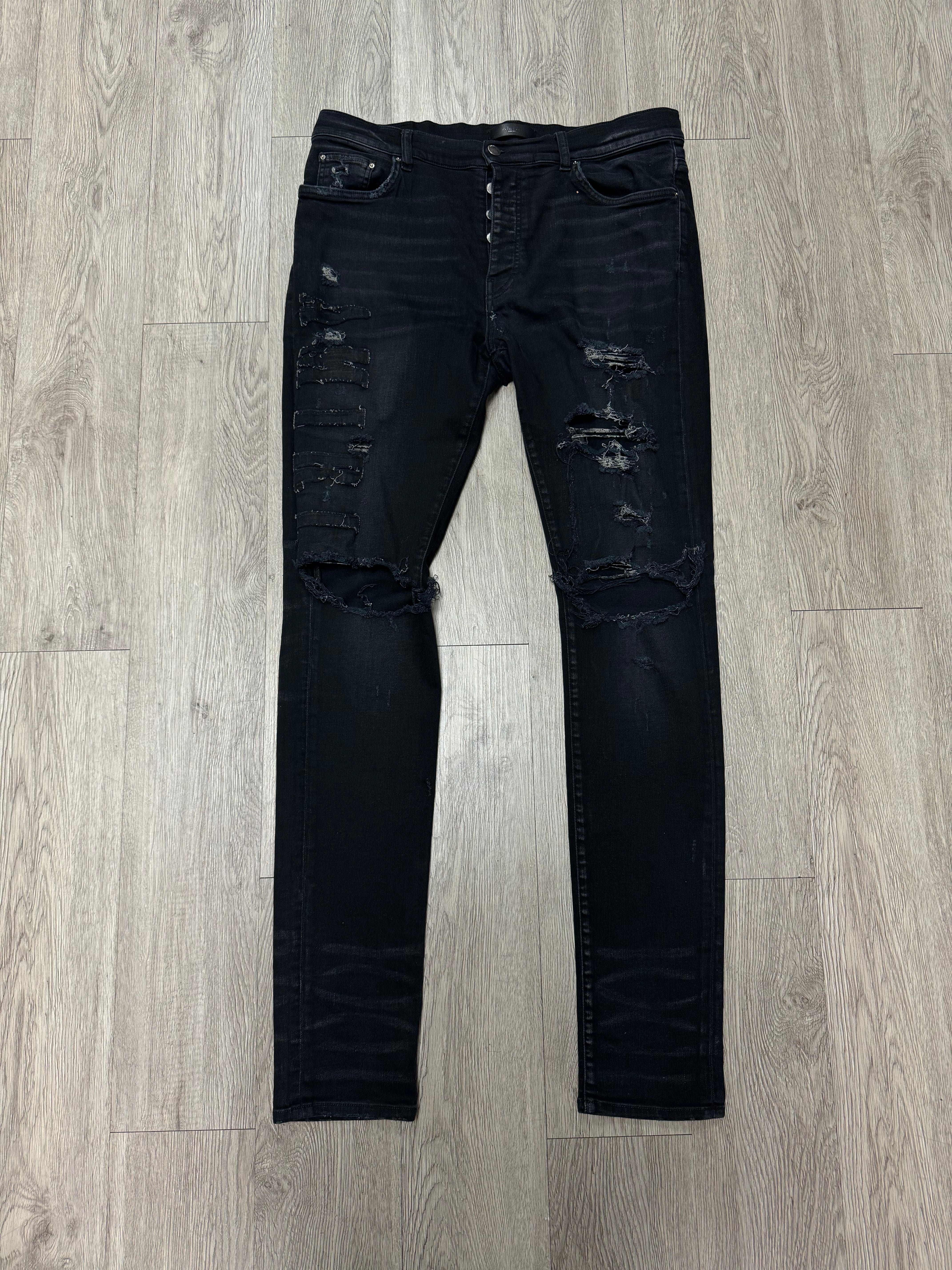 Amiri Black Wash Denim Applique Jeans