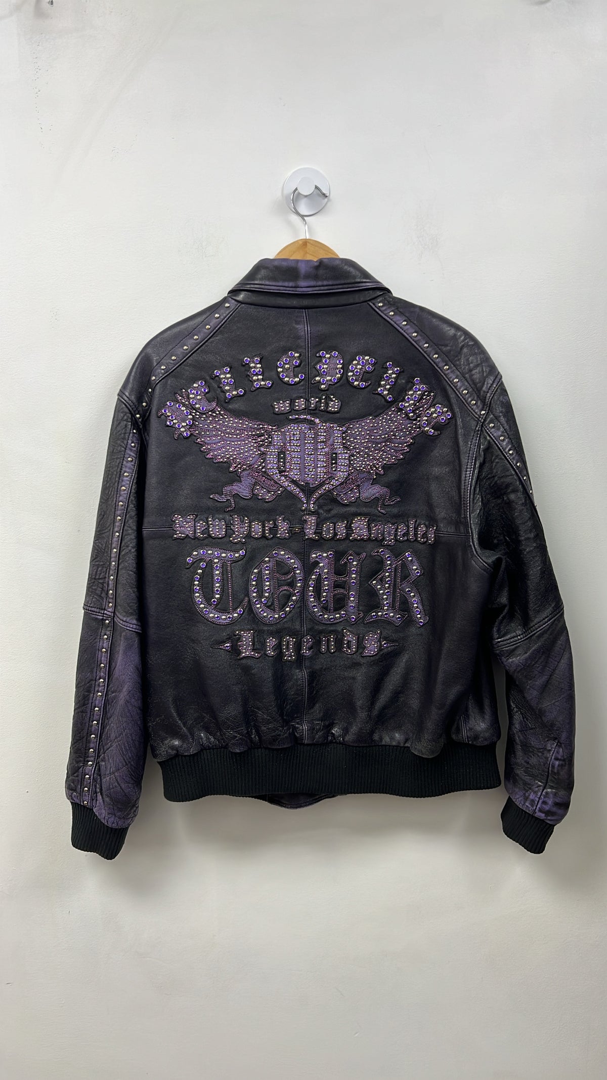Pelle Pelle Black Purple Metallic Varsity Jacket