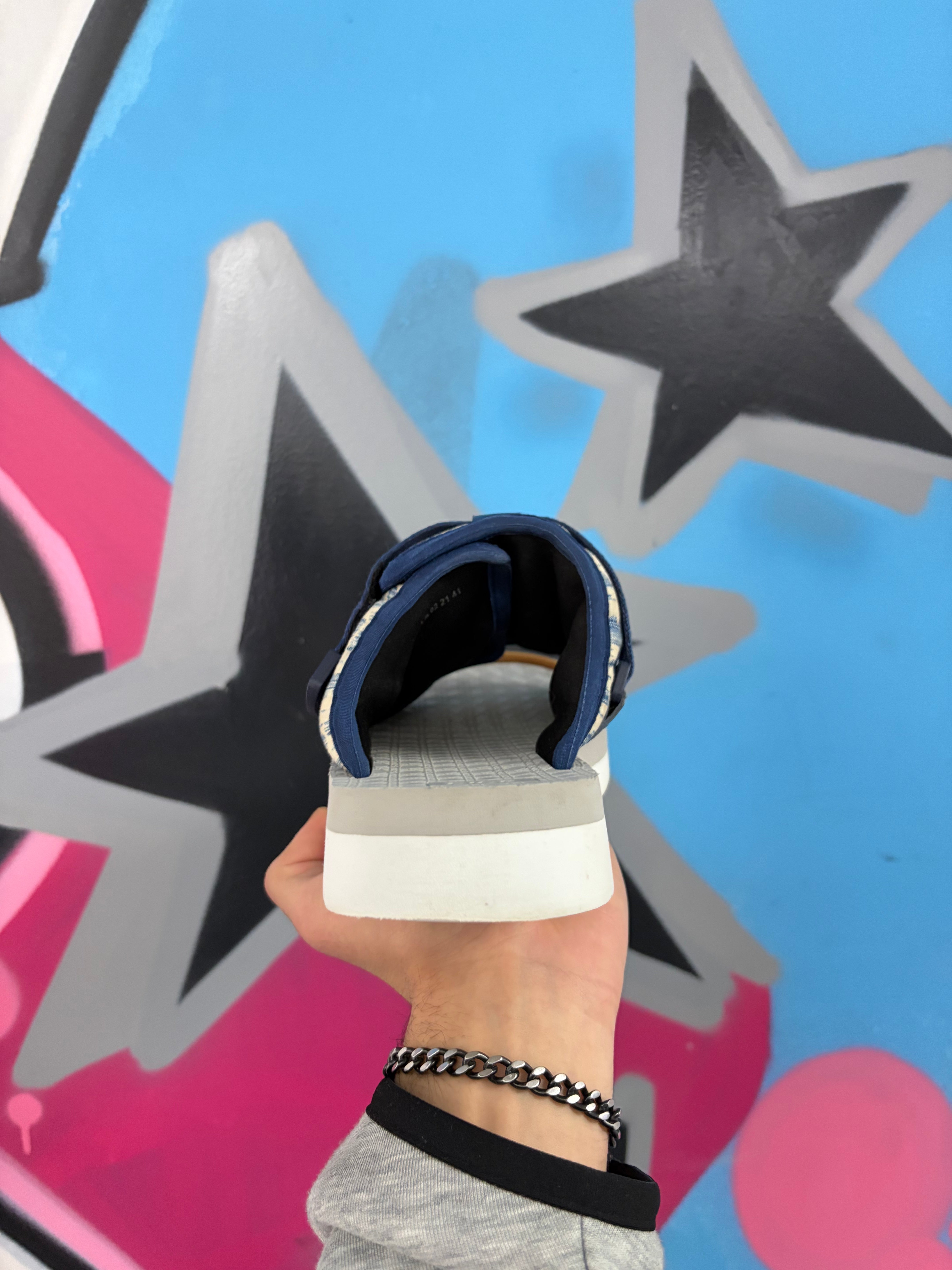 Dior Navy Cream Alpha Slides