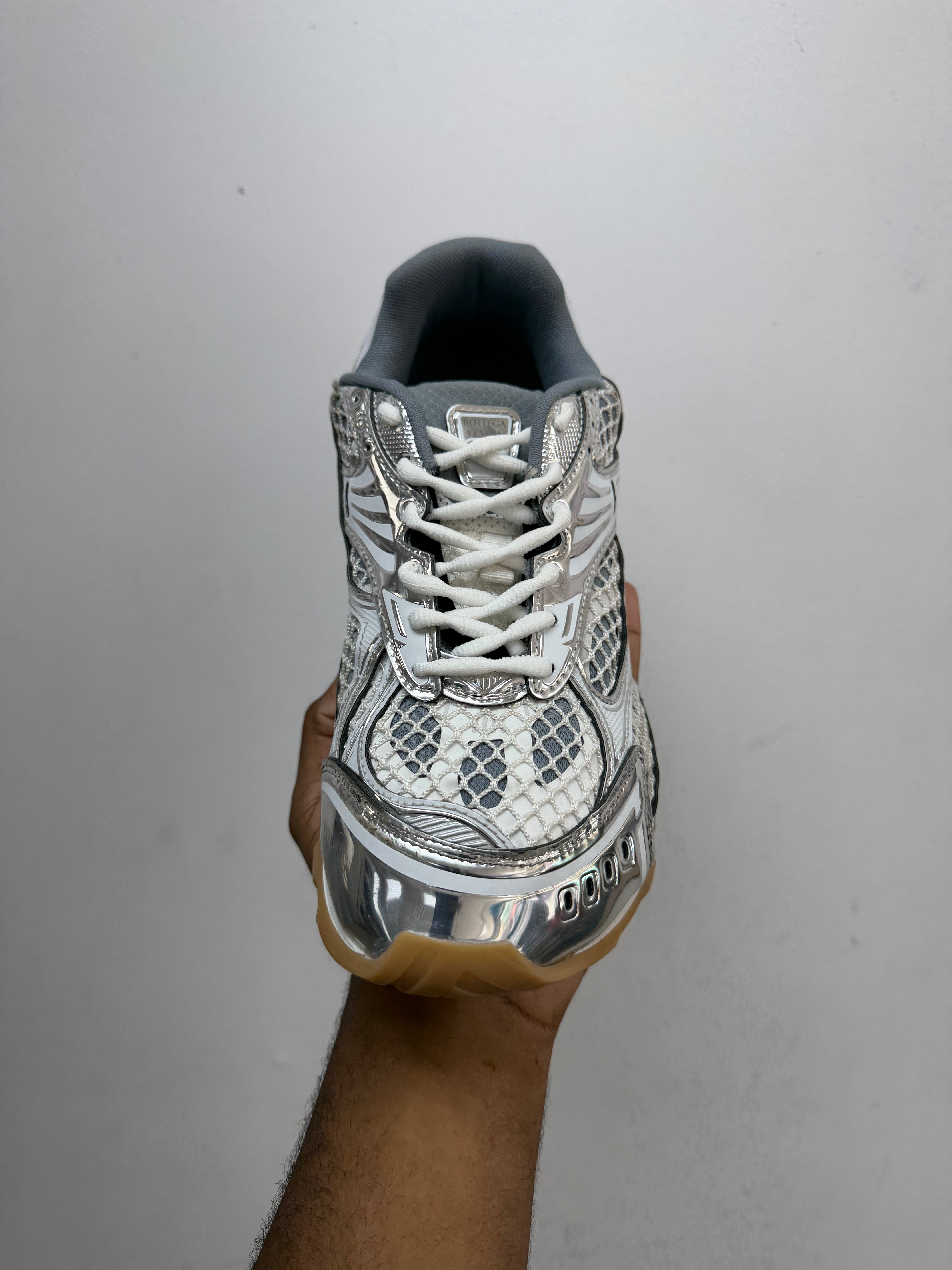 Bottega Veneta White Silver Orbits Sneakers