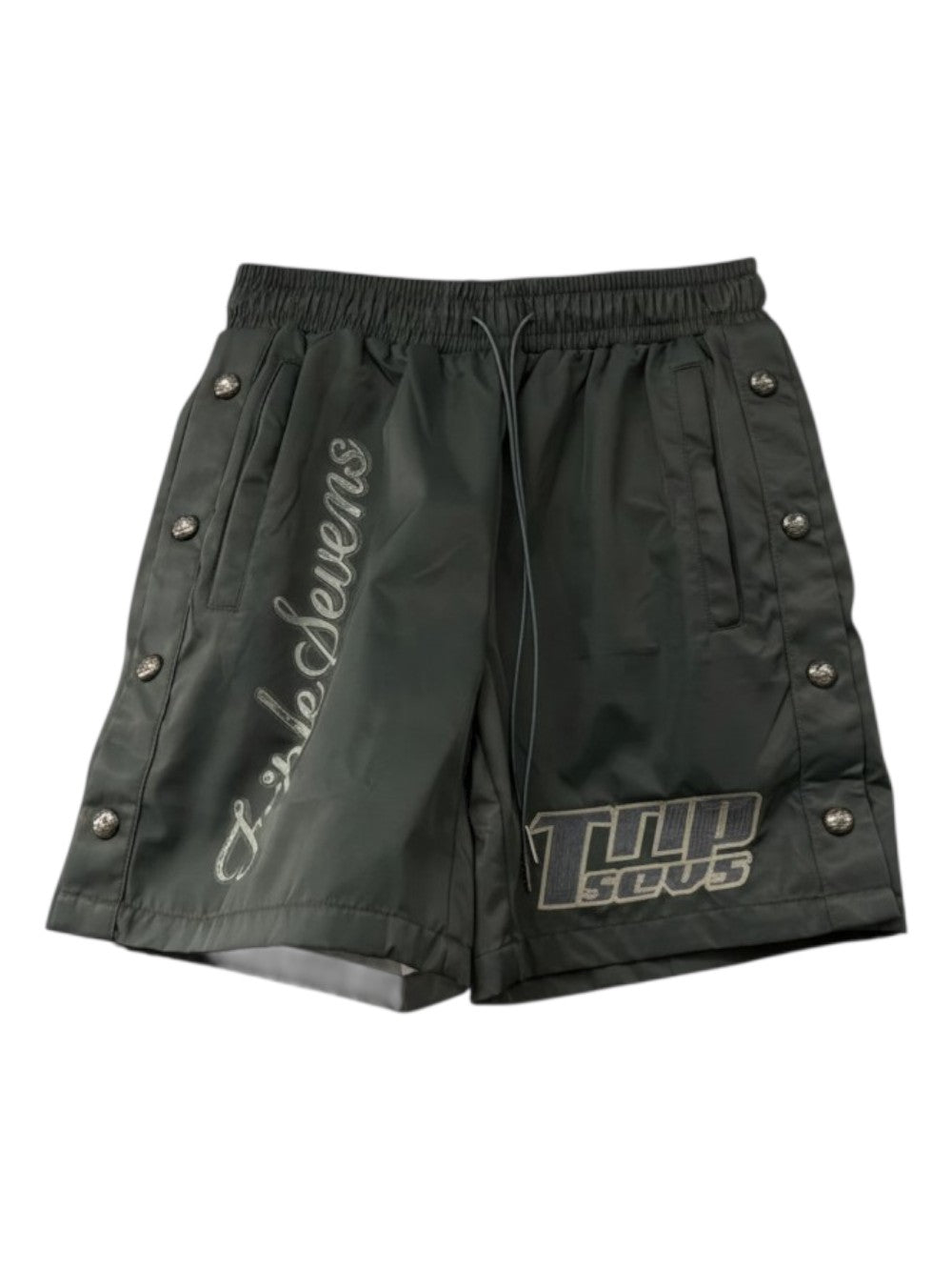 Triple Sevens Nylon Grey Button Up Shorts