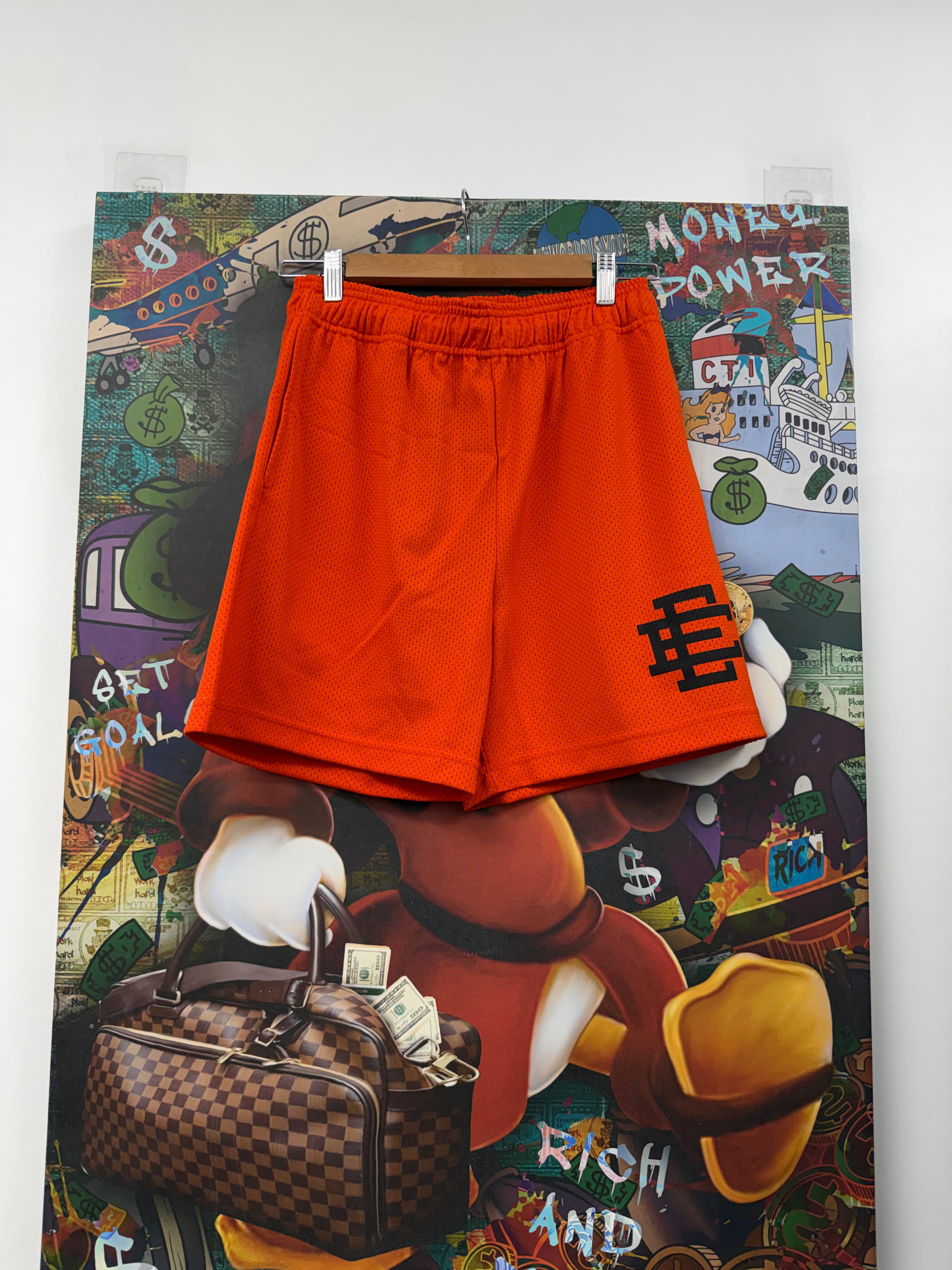Eric Emanuel Orange Black Basics Shorts