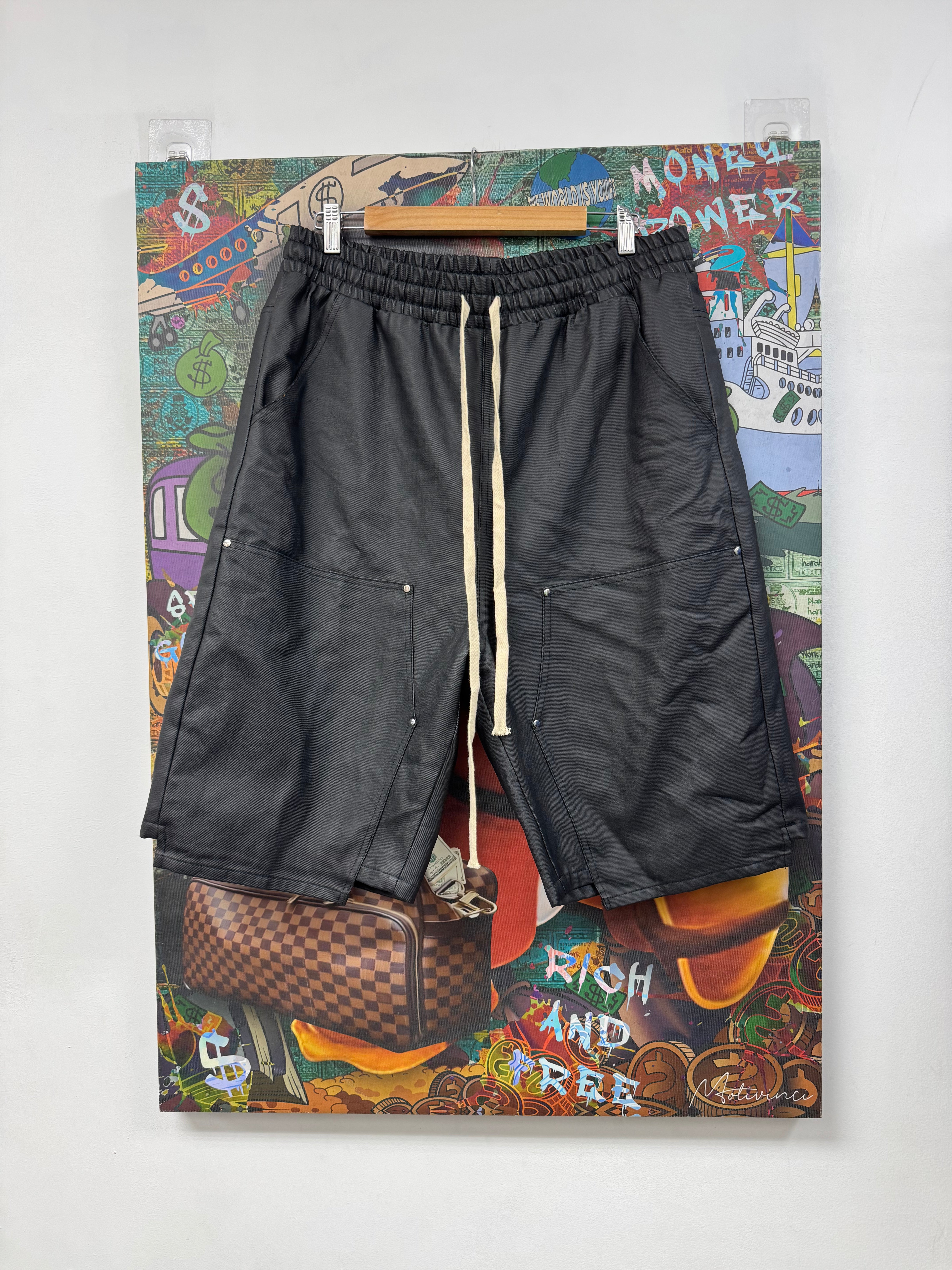 Matiere De Desires Black Leather Double Knee Shorts
