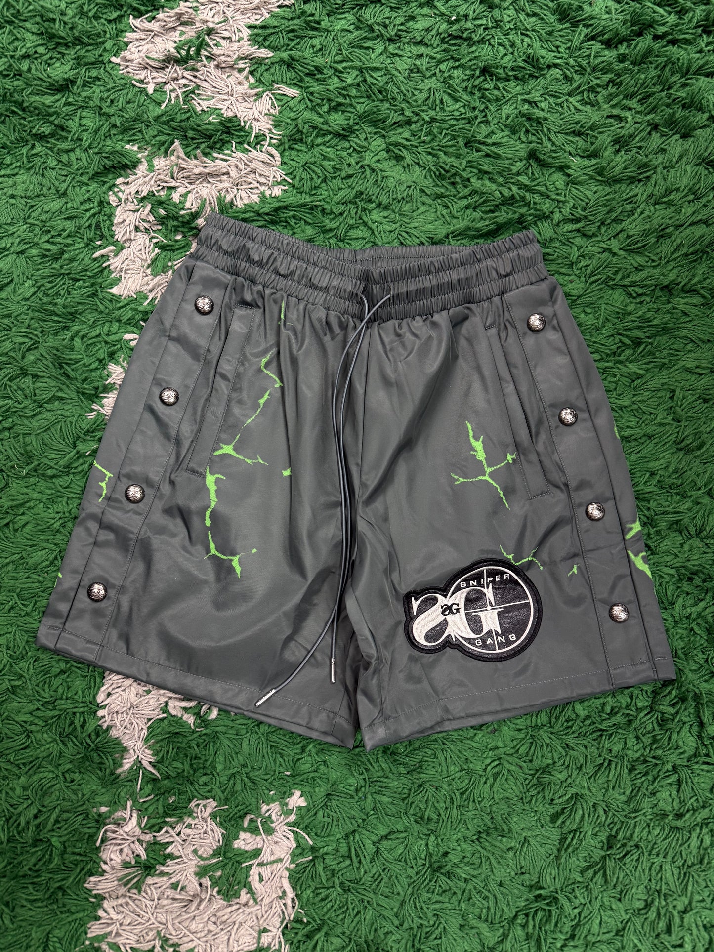 Triple 7 Nylon Shorts Grey Green (S-XL) New