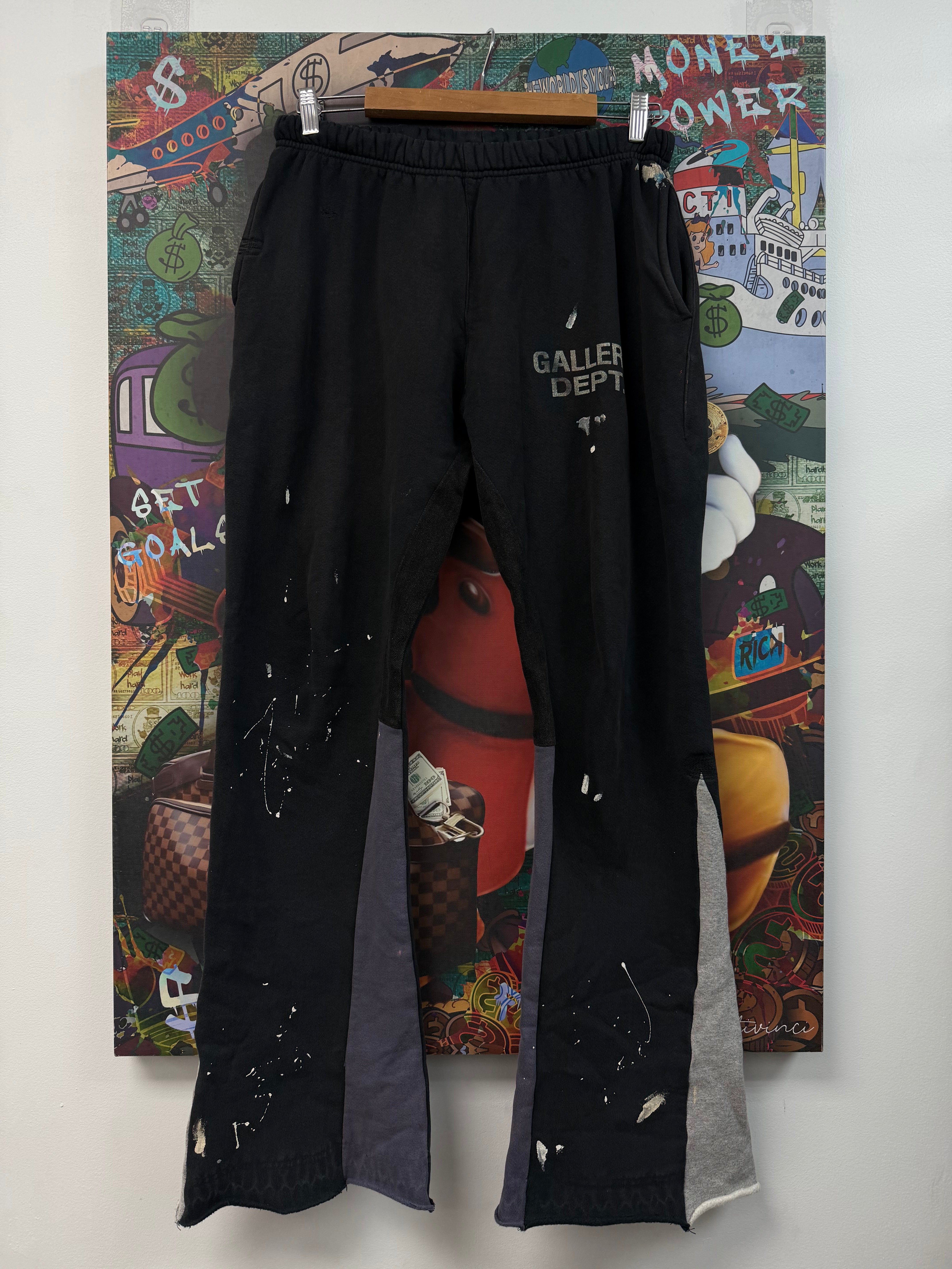 Gallery Dept Black Splatter Flare Sweats