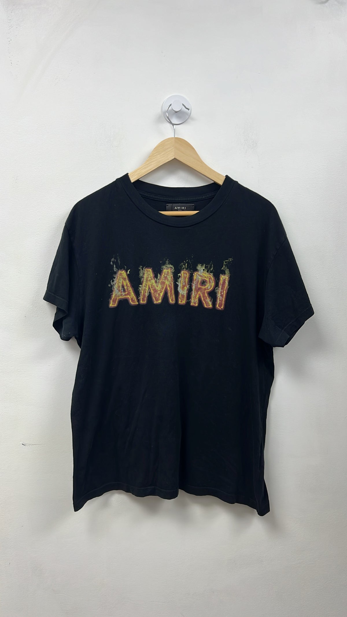 Amiri Black Flames Logo Tee