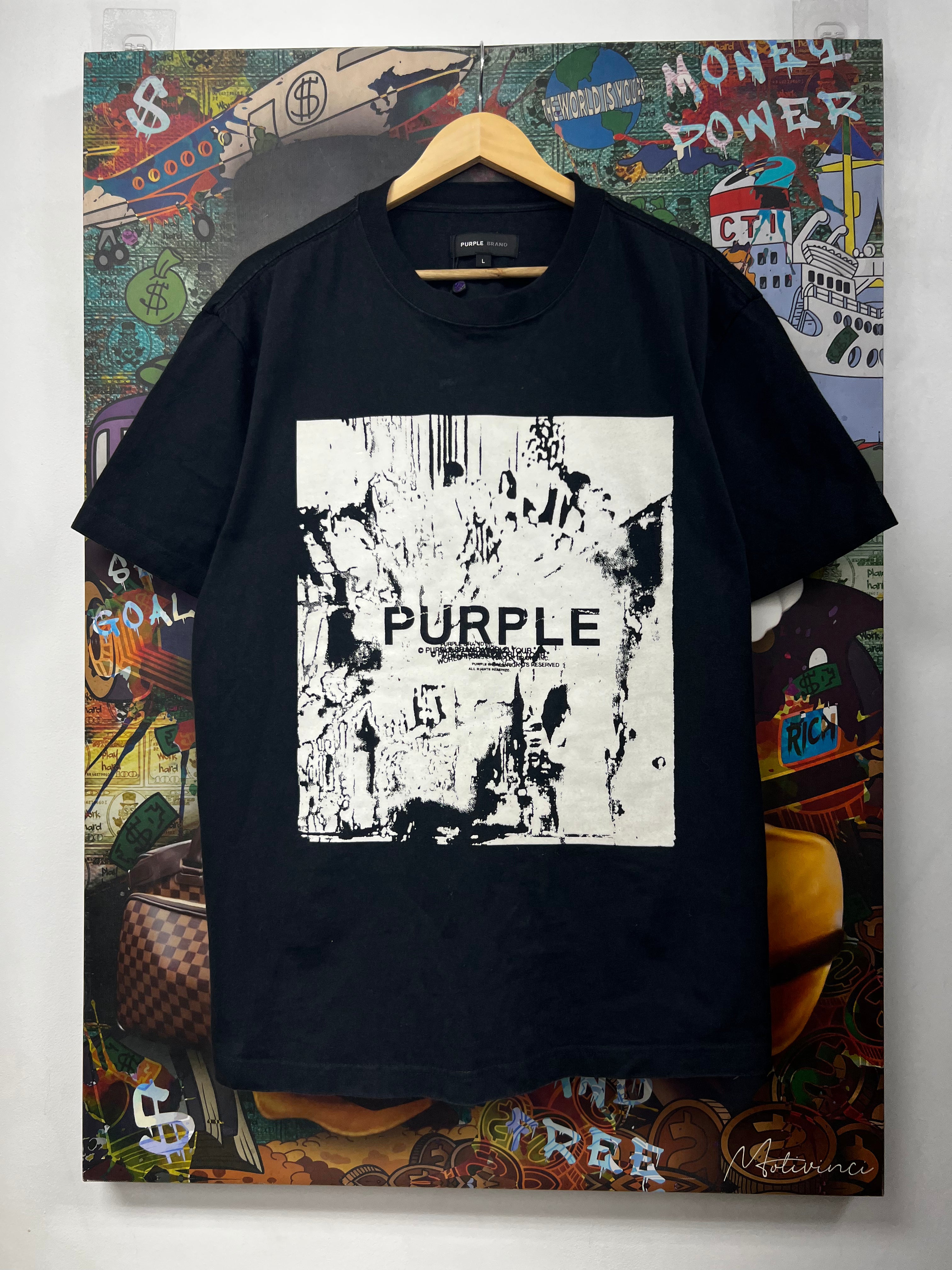Purple Brand Black Wash Felt Tee