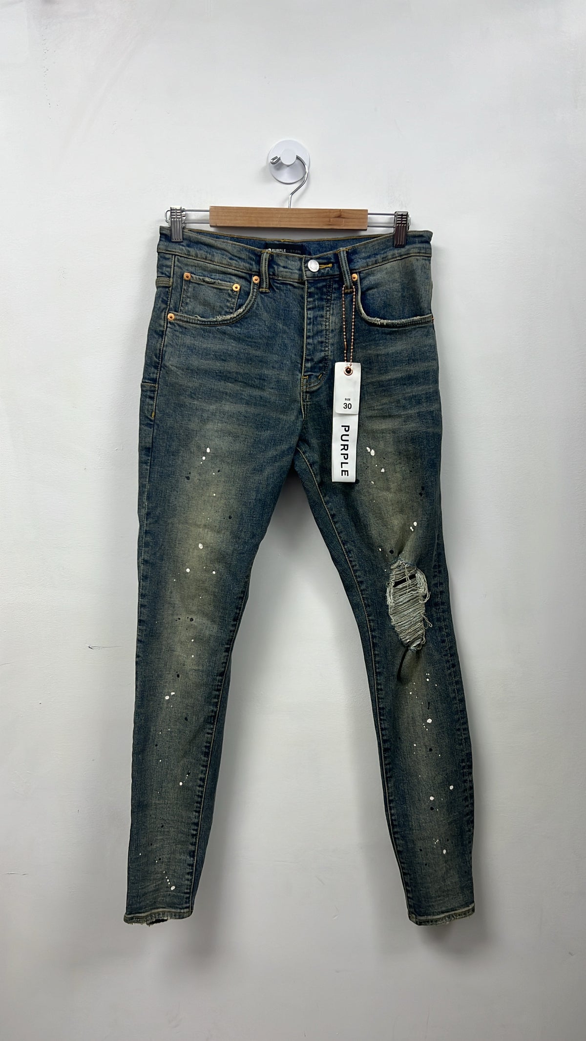 Purple Brand Vintage Wash Splatter Ripped Jeans