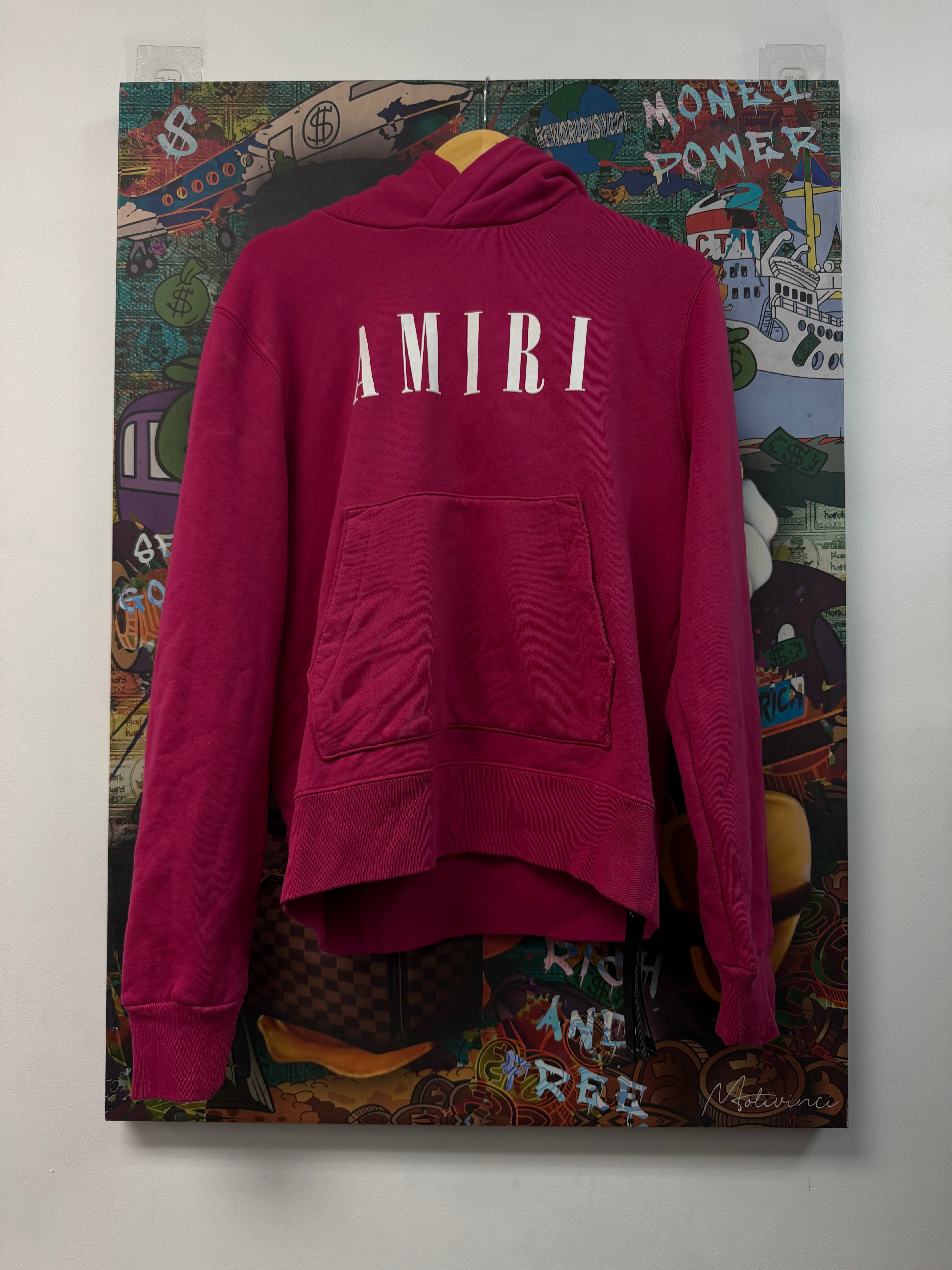 Amiri Pink White Core Logo Hoodie