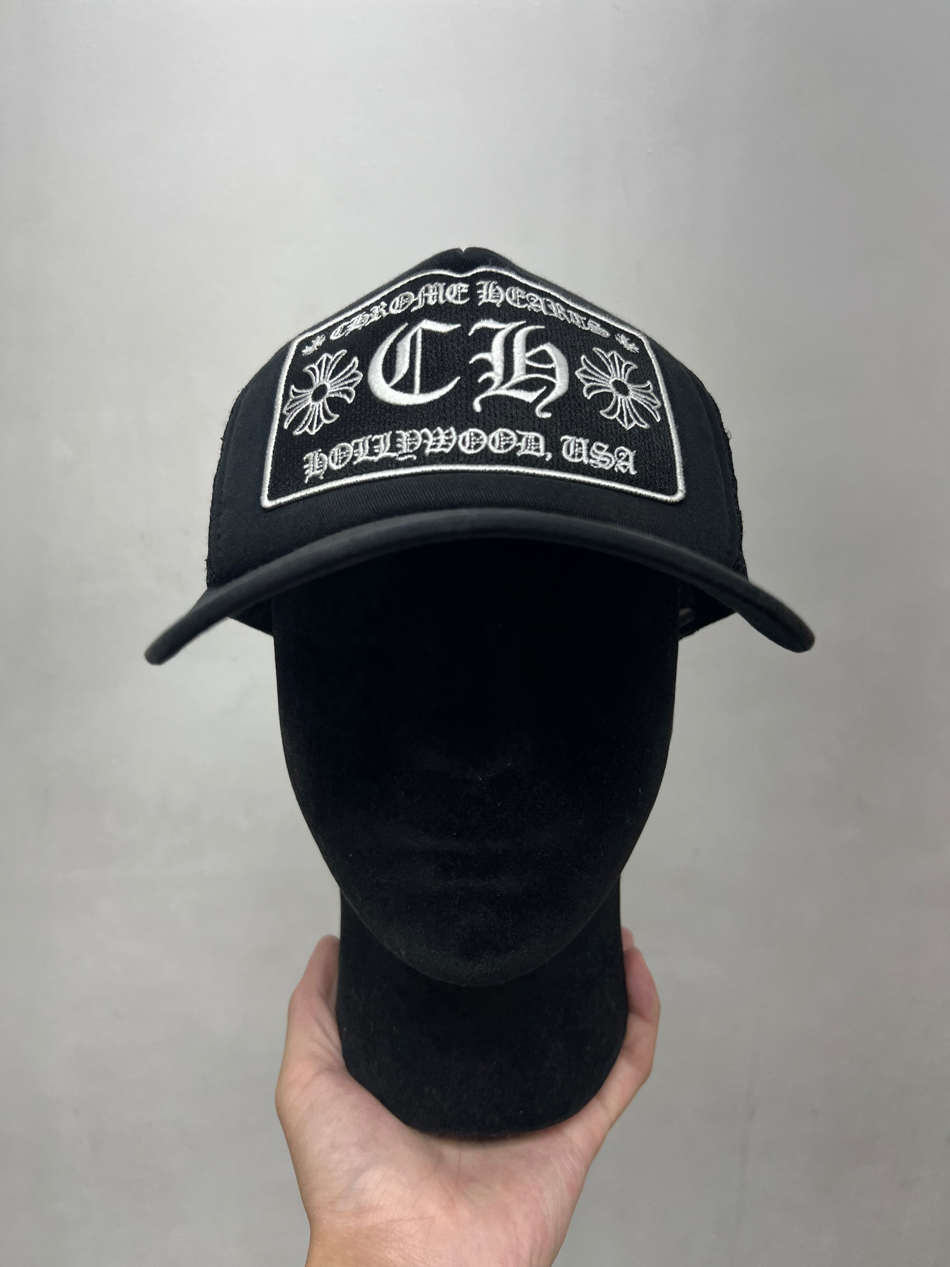 Chrome Hearts Black White CH Hollywood Trucker Hat