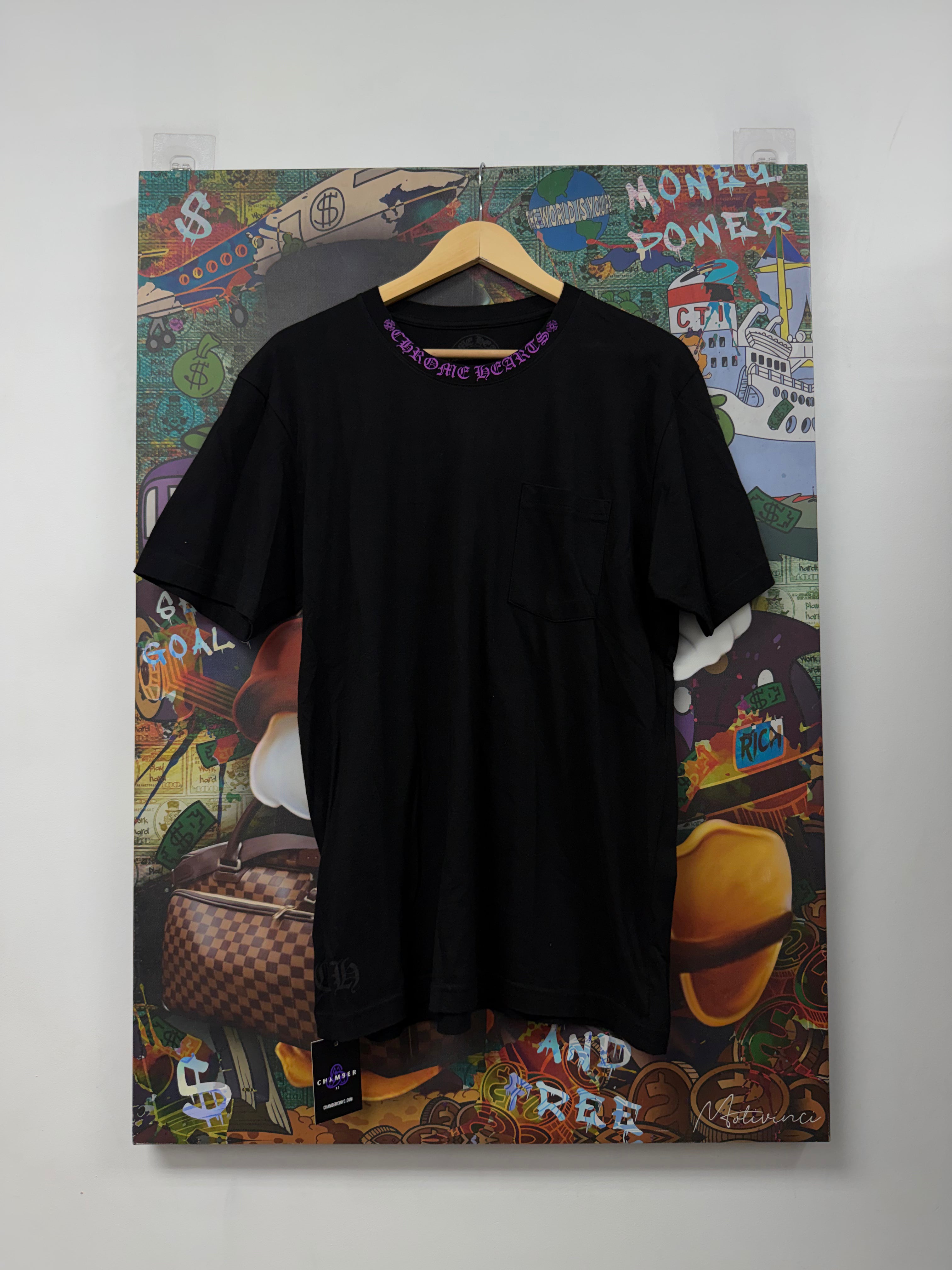 Chrome Hearts Black Purple Neck Logo Tee
