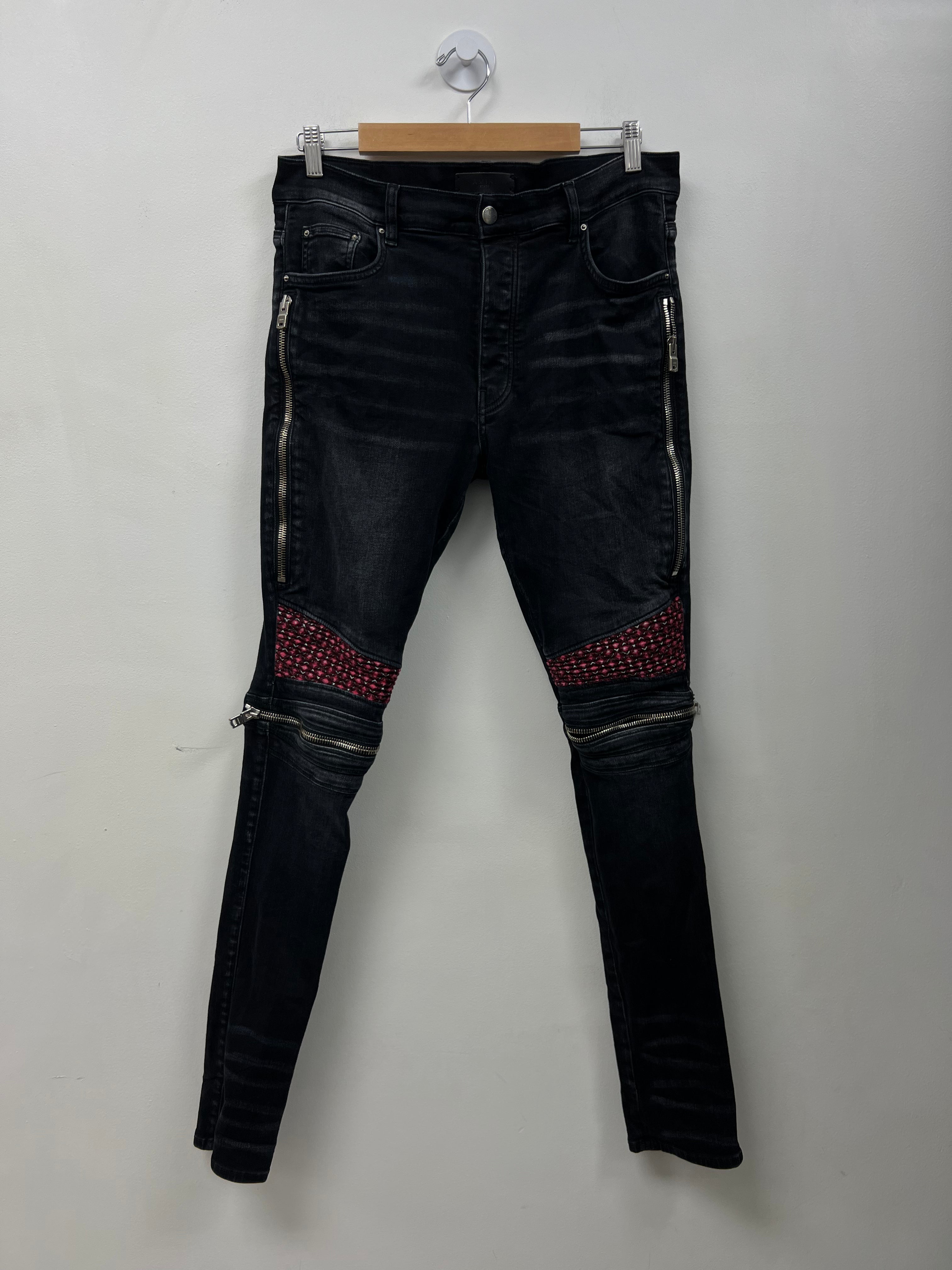 Amiri MX2 Black Wash Cherry Patch Jeans
