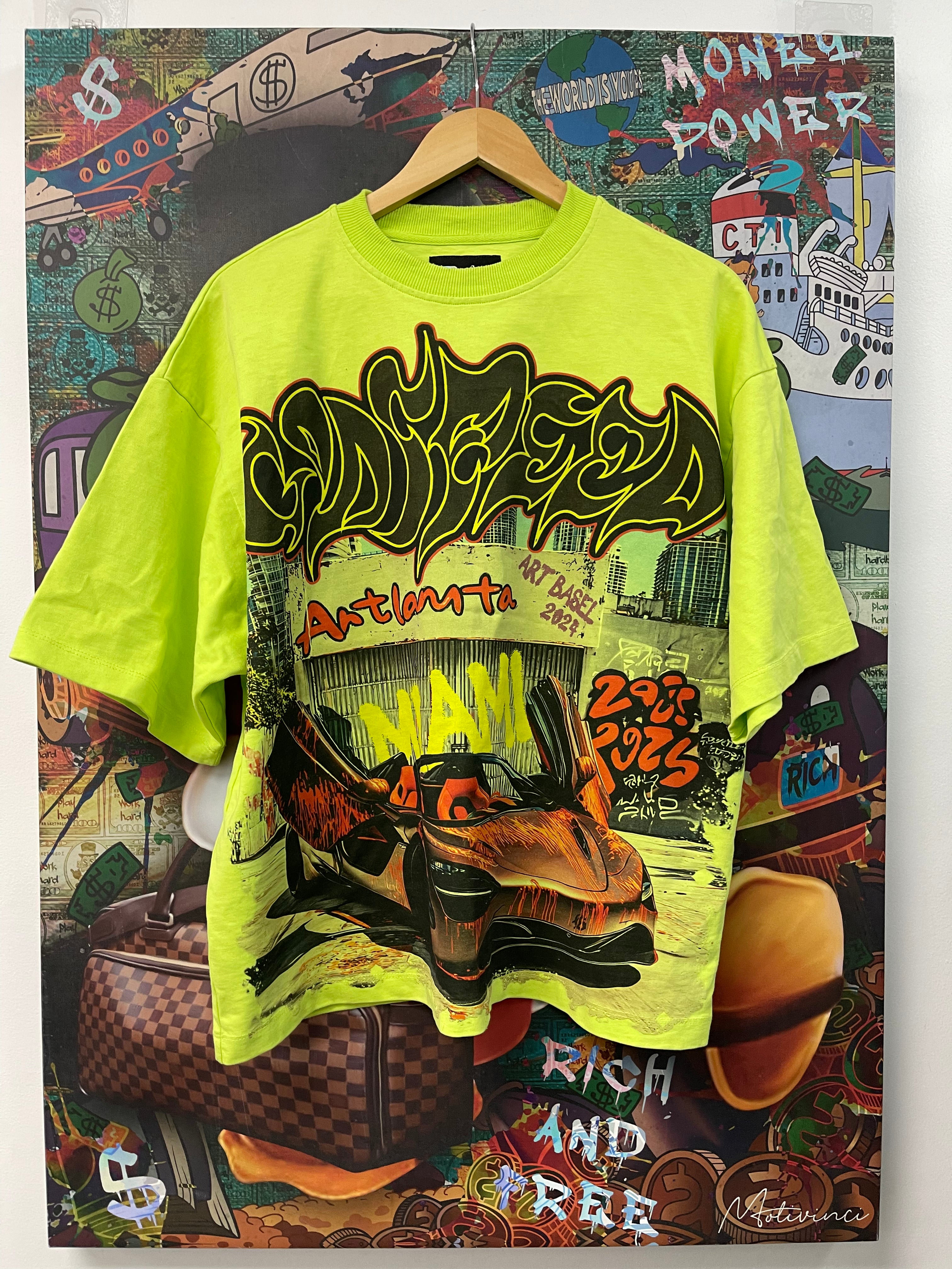 Godspeed Atlanta Art Basel Lime Tee