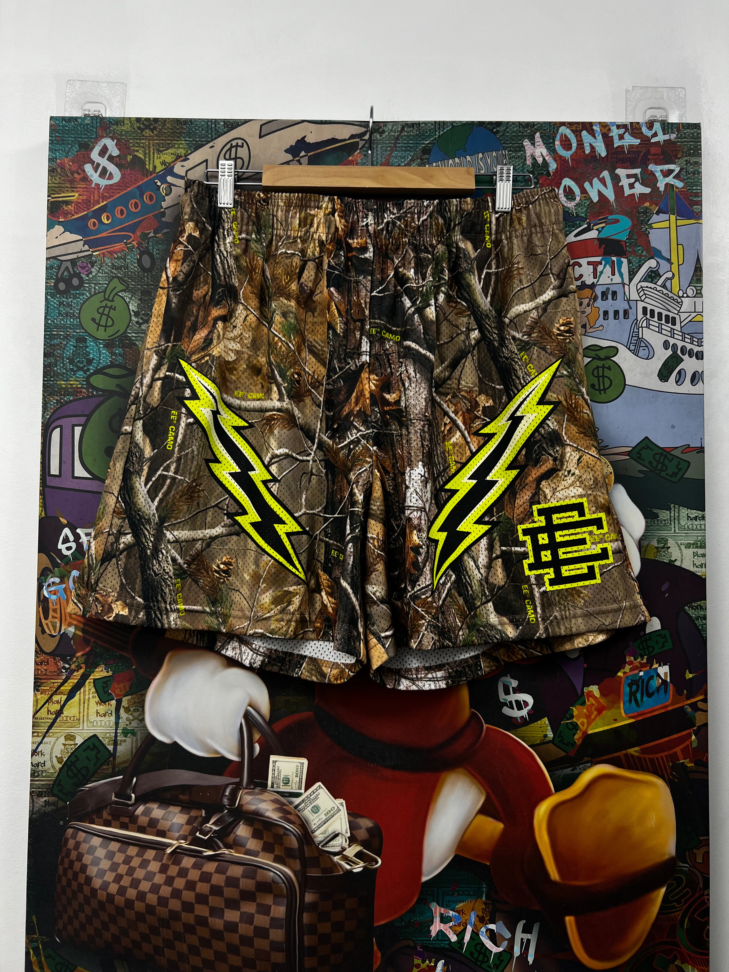 Eric Emanuel Realtree Camo Lime Bolt Shorts