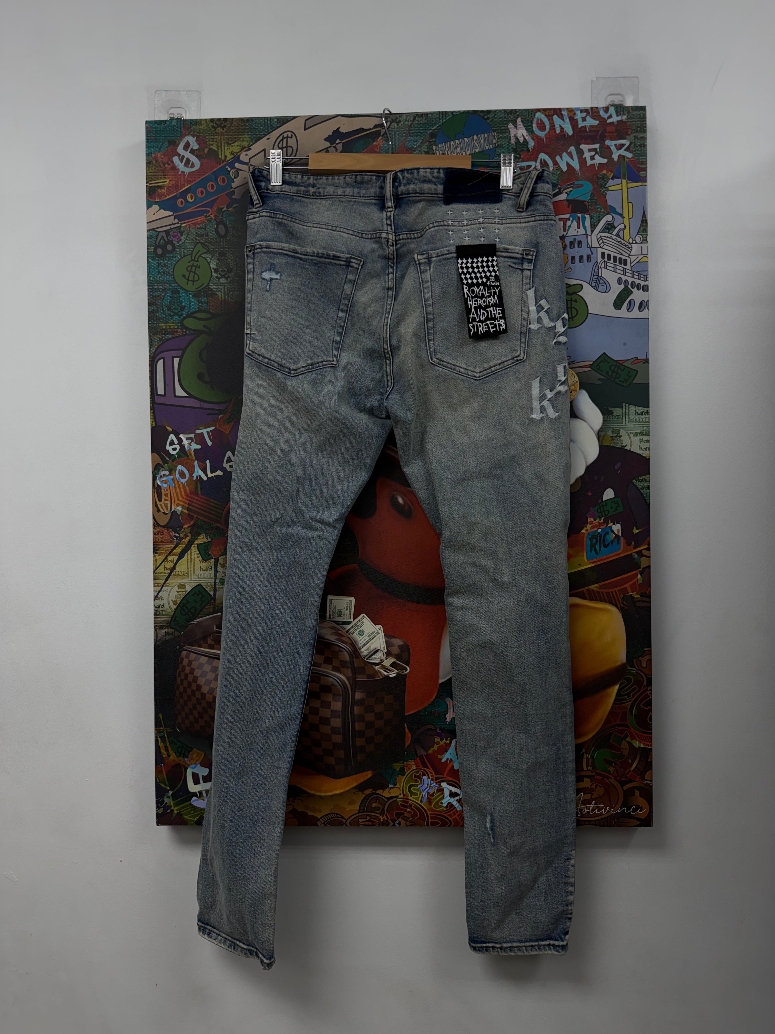 Ksubi Light Wash Old English Jeans