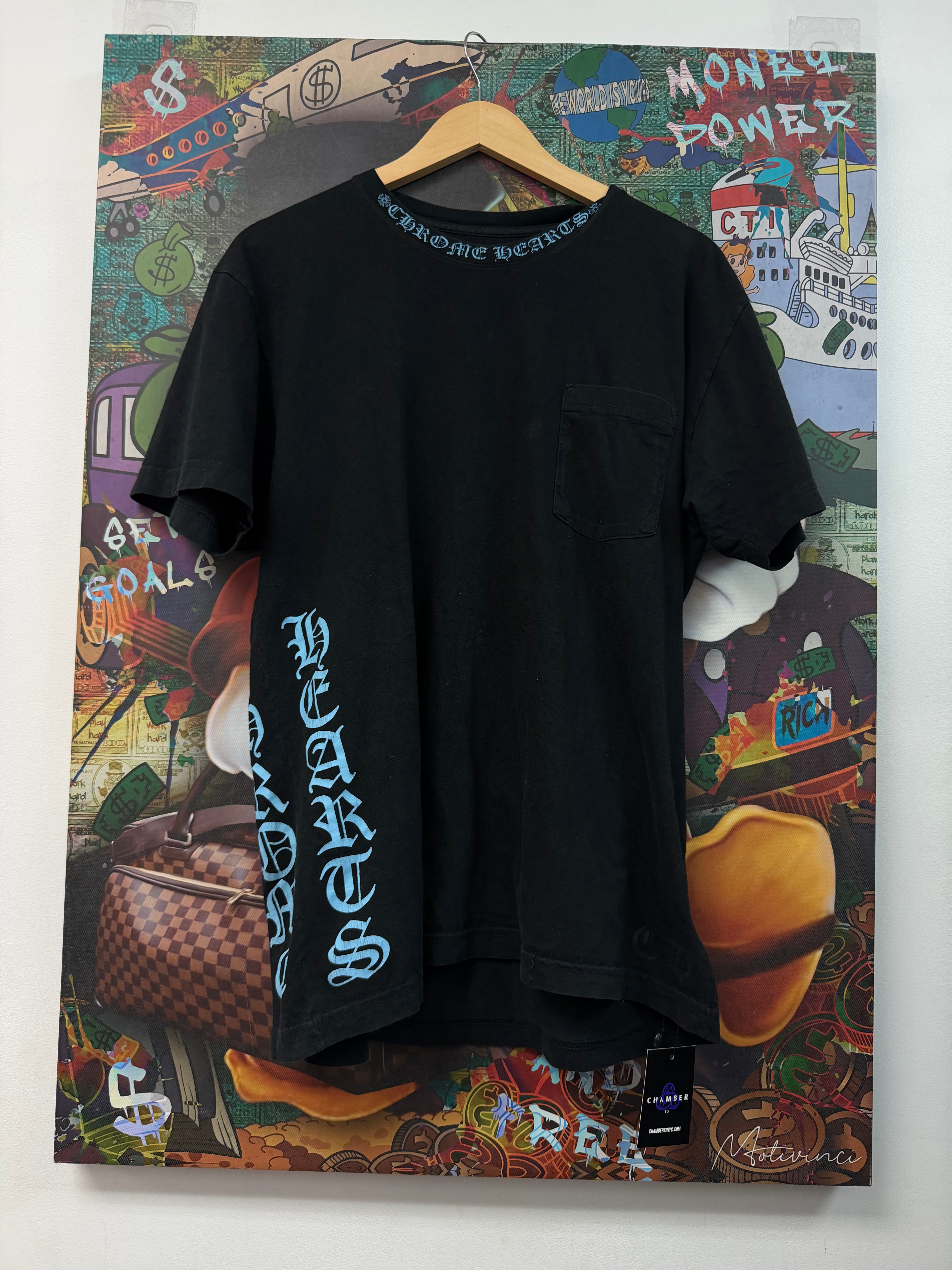 Chrome Hearts Black Baby Blue Neck Logo Tee