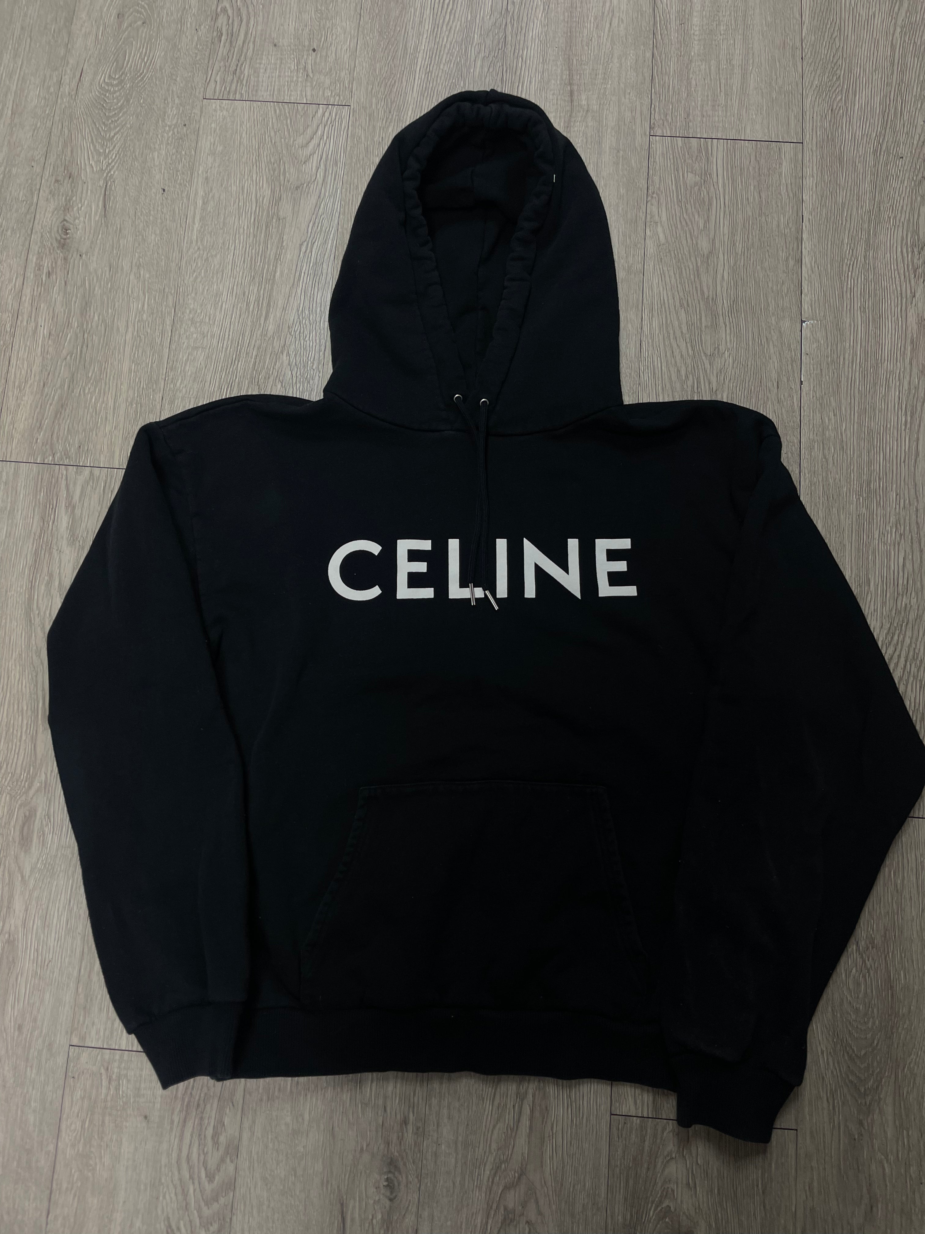 Celine Black White Spellout Hoodie