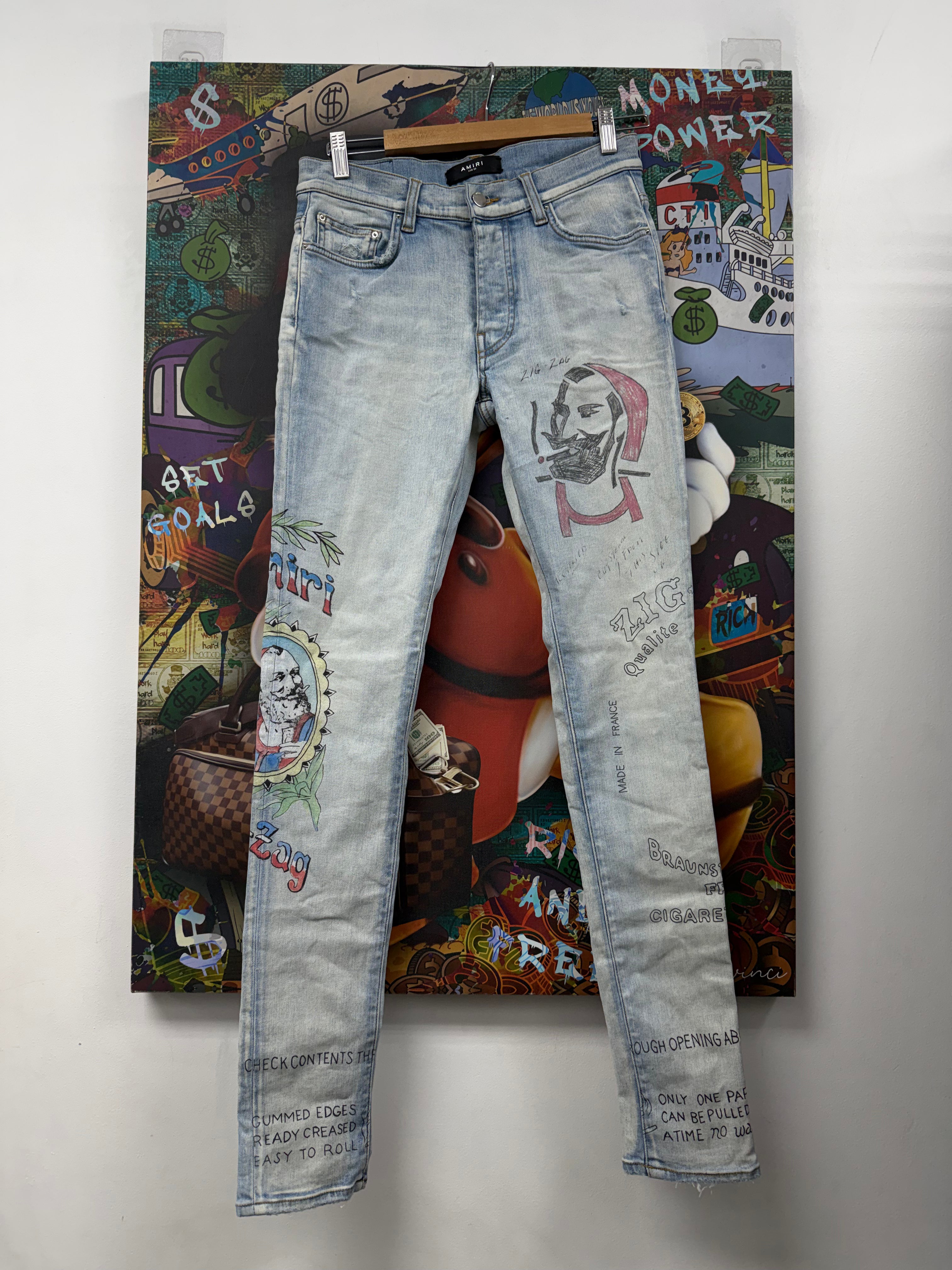 Amiri Light Wash Zig Zag Jeans