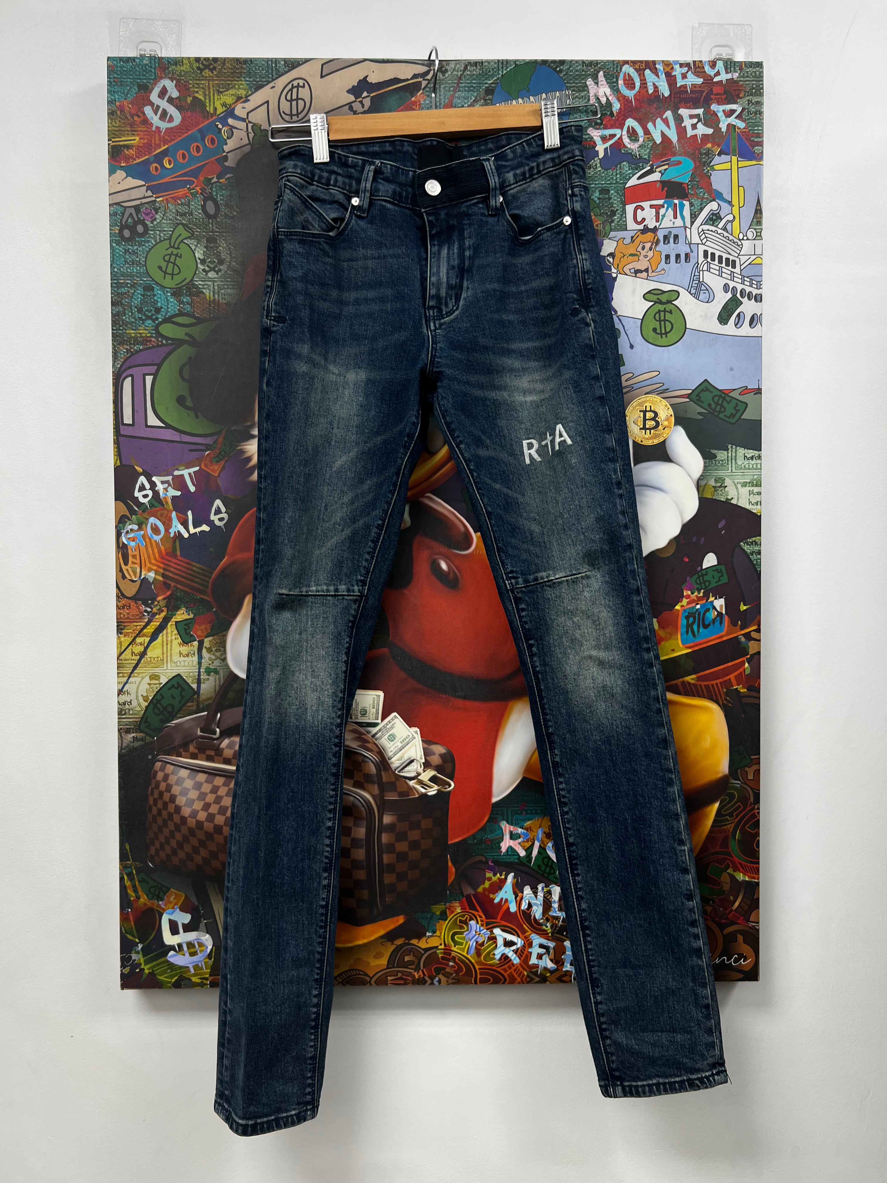 RTA Dark Wash Embroidered Jeans
