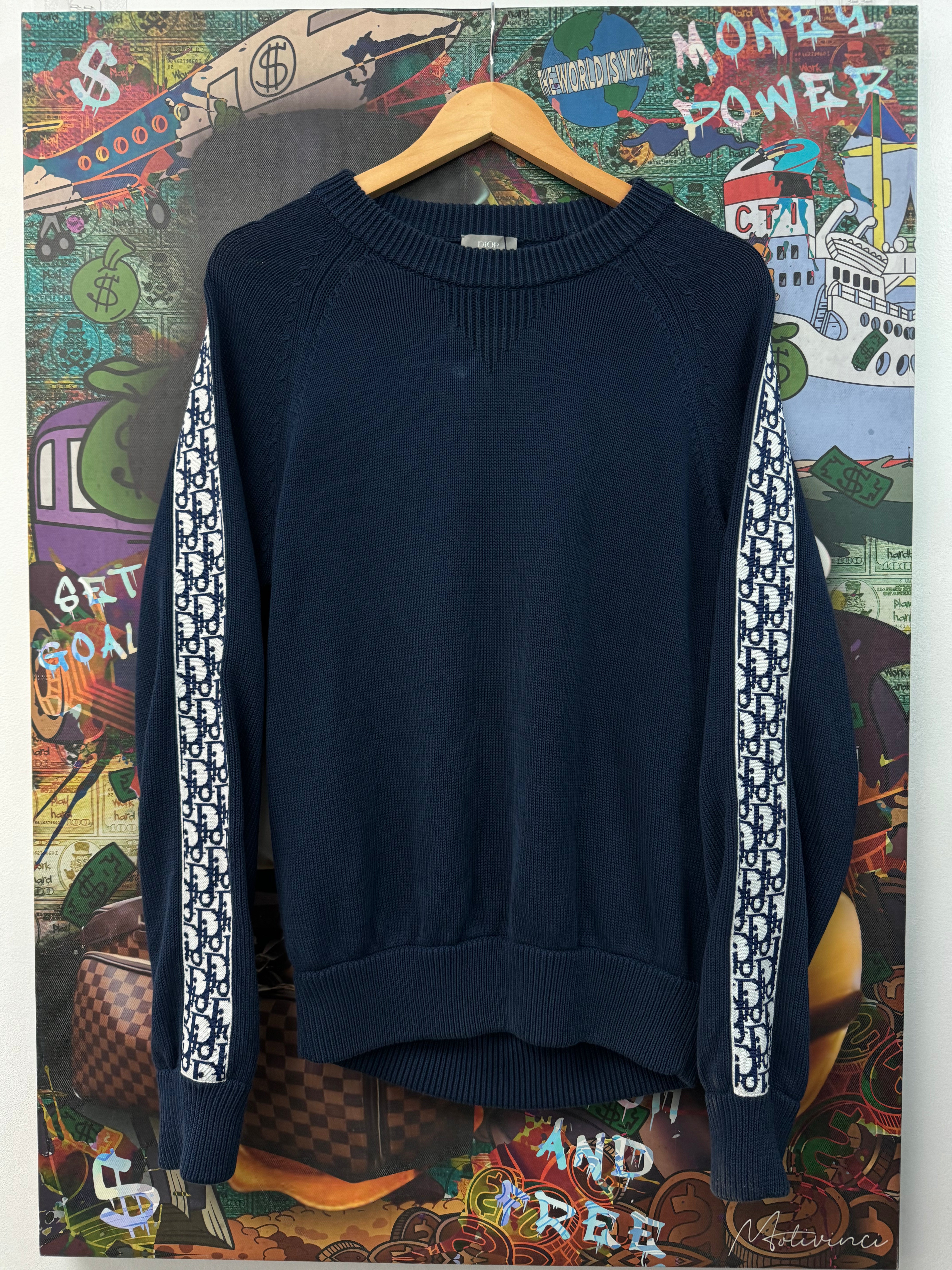 Dior Navy Sleeve Oblique Sweater
