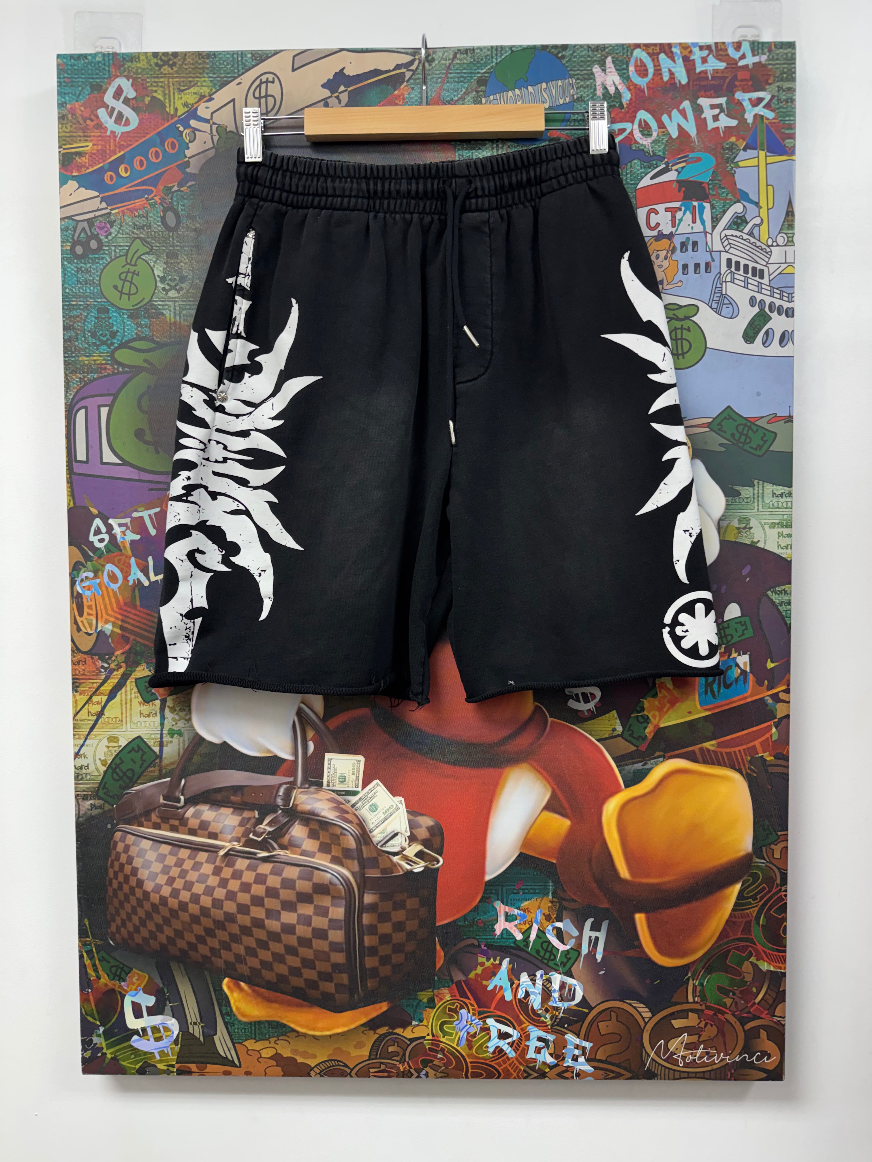 LOST SHDWS Black Grunge Shorts