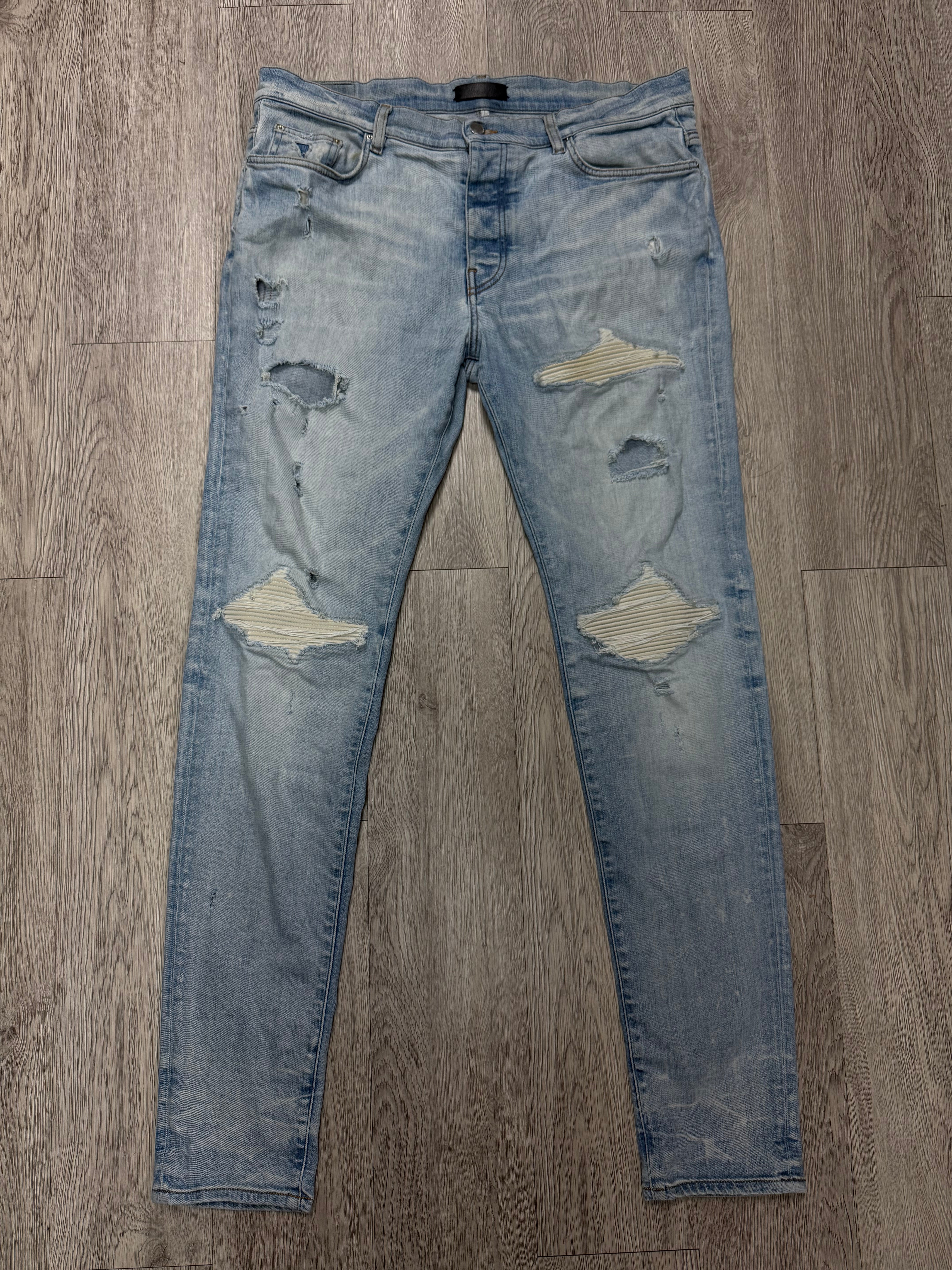 Amiri Light Wash White Patch MX1 Jeans