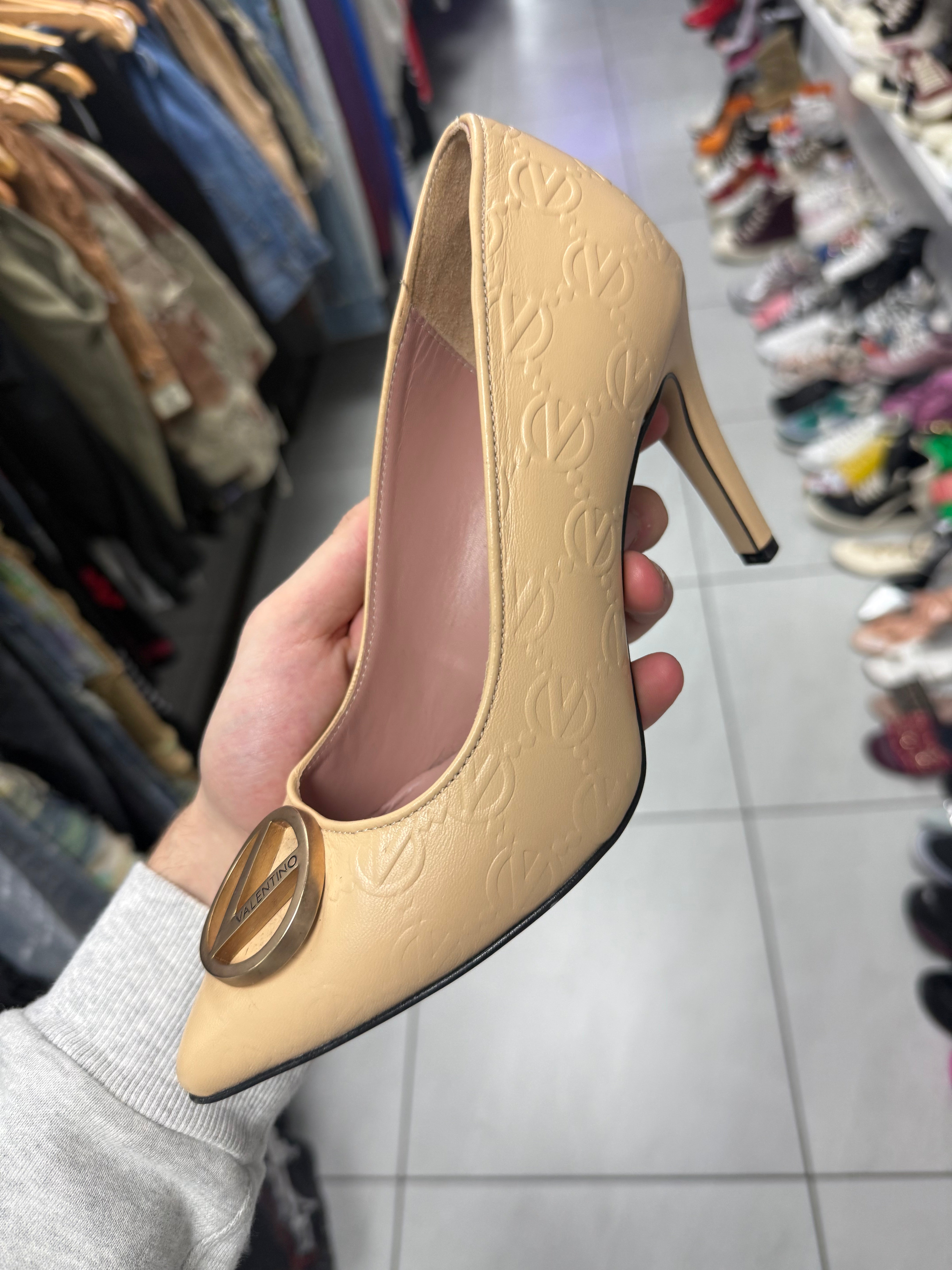Valentino Tan Heels All Over Print