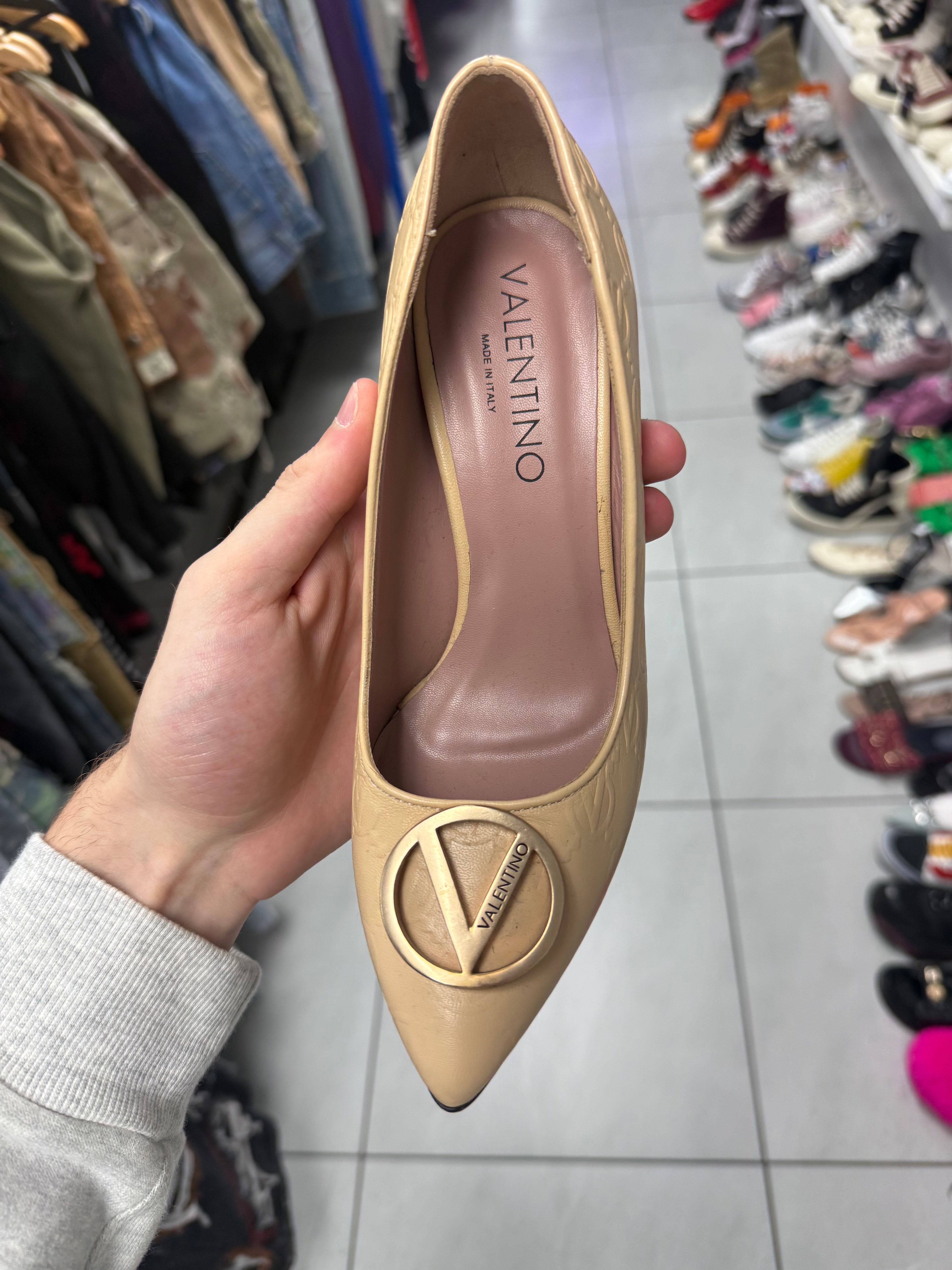 Valentino Tan Heels All Over Print